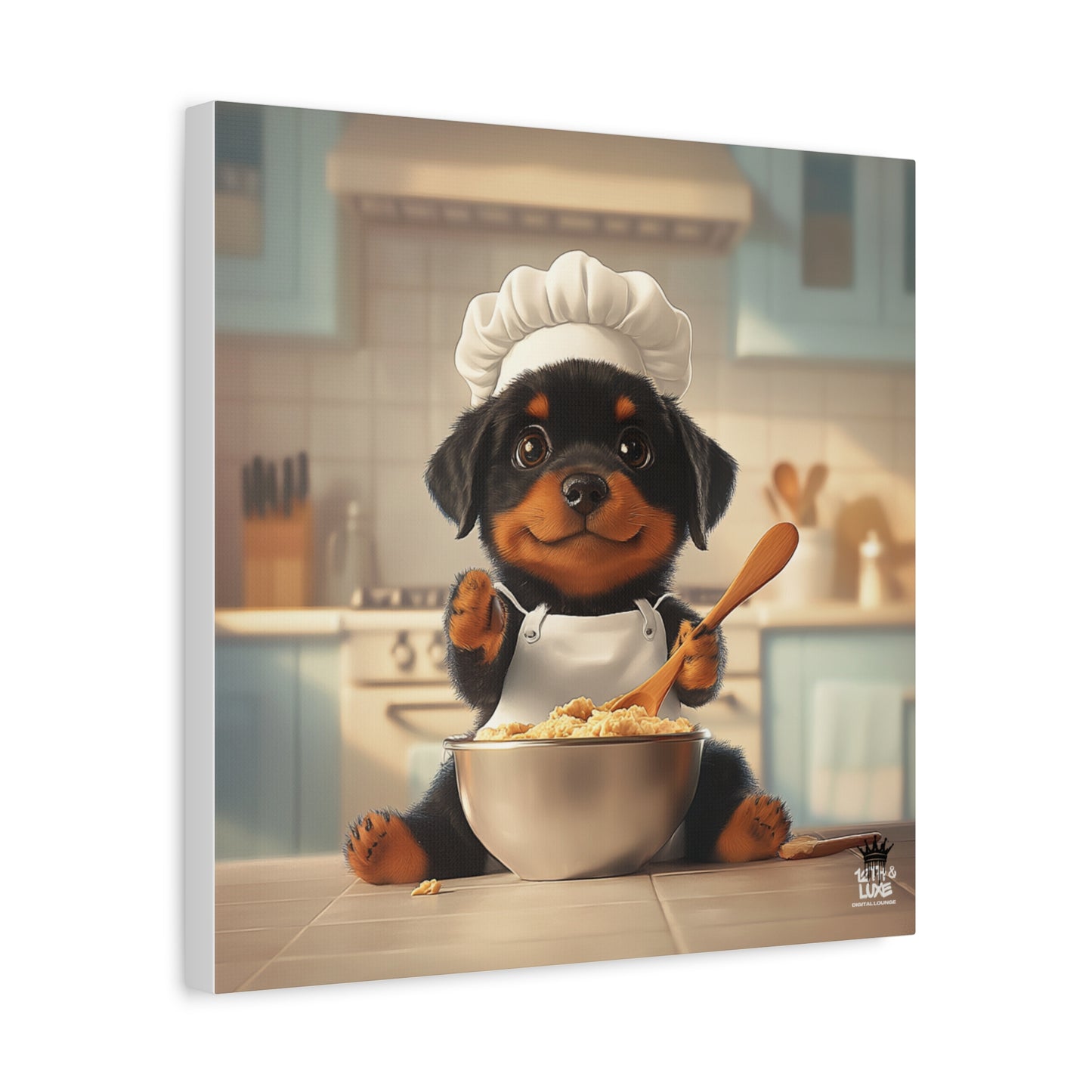 Rottweiler Puppy Chef Canvas Art