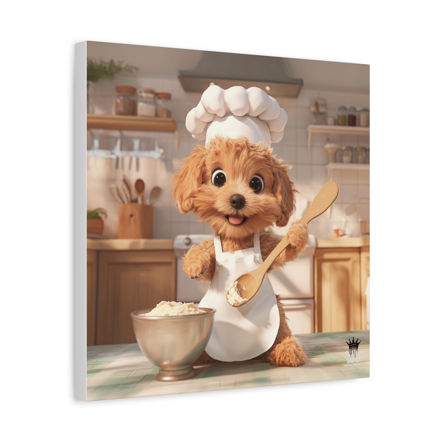 Adorable Chef Puppy Canvas Print - Cute Dog Art for Home Decor
