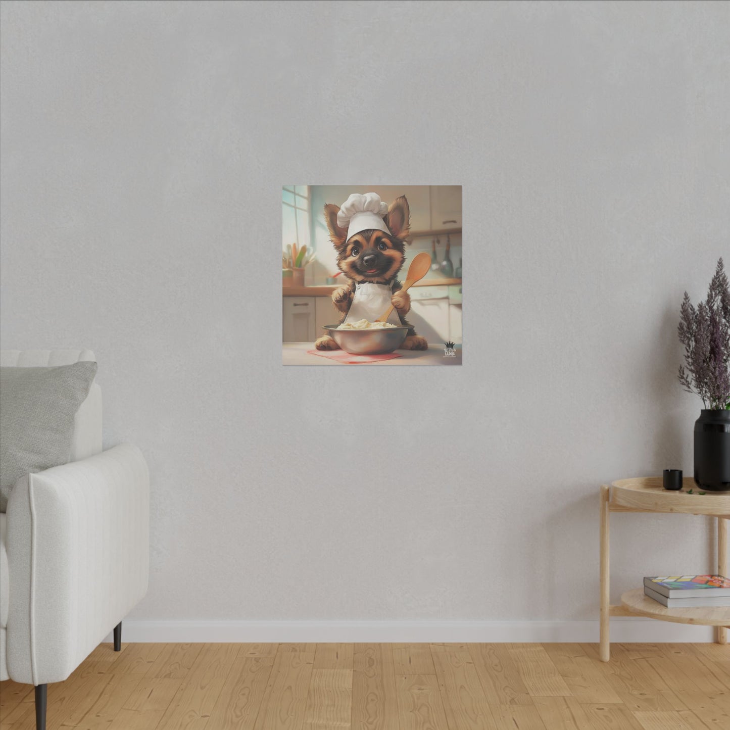 German Shepherd Puppy Chef Canvas Art