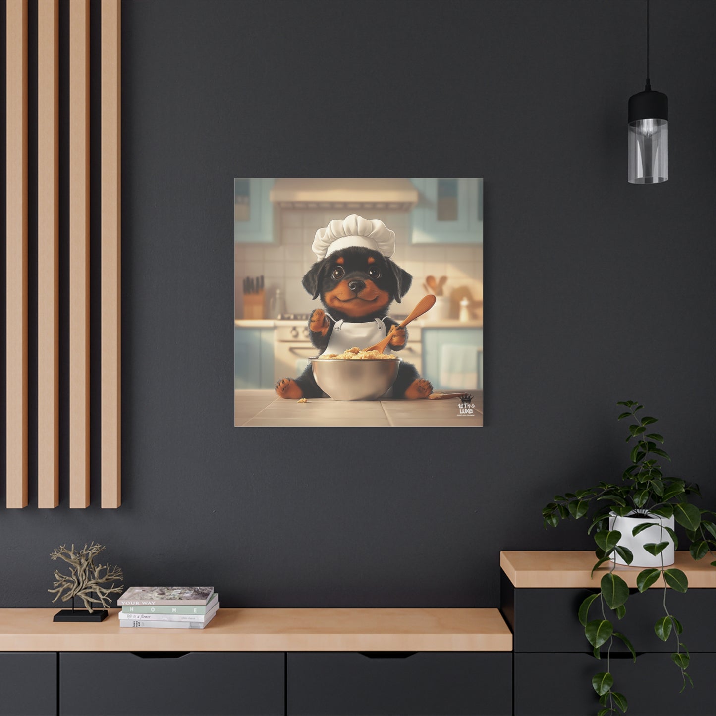Rottweiler Puppy Chef Canvas Art