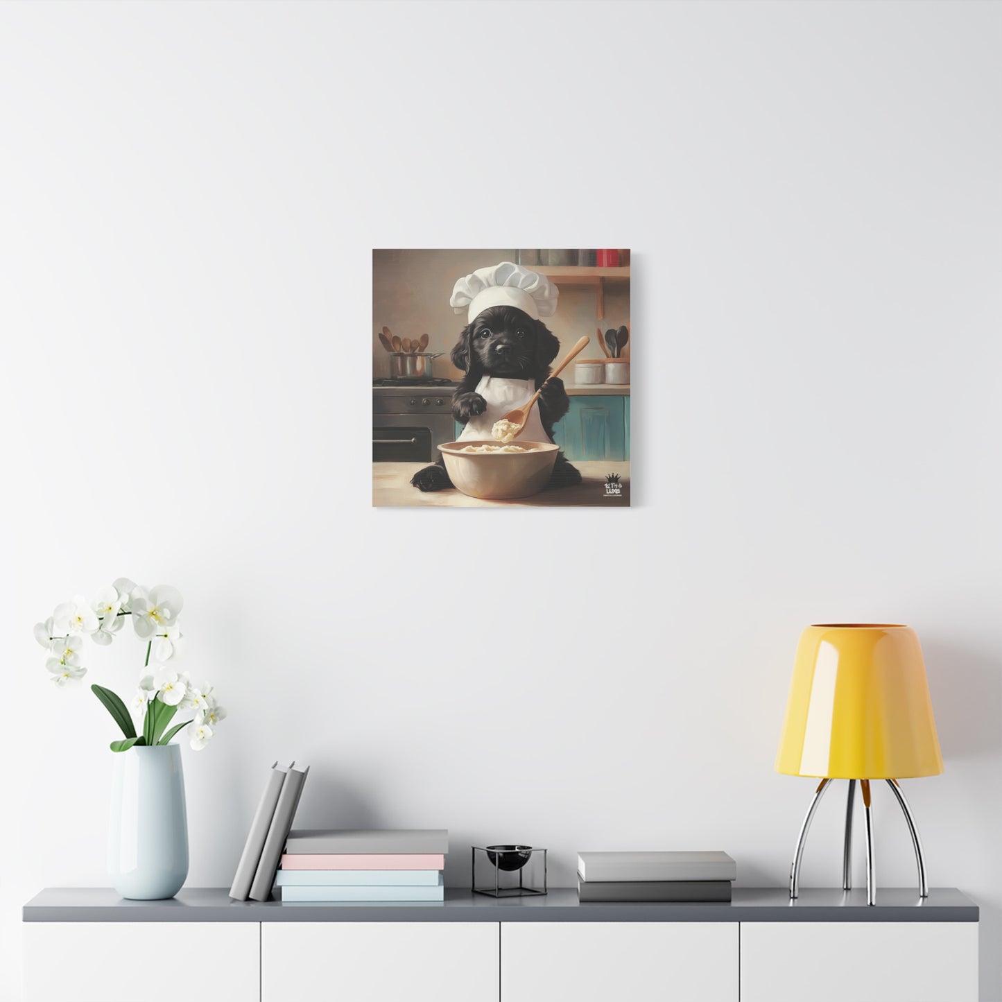 Black Lab Puppy Chef Canvas Art