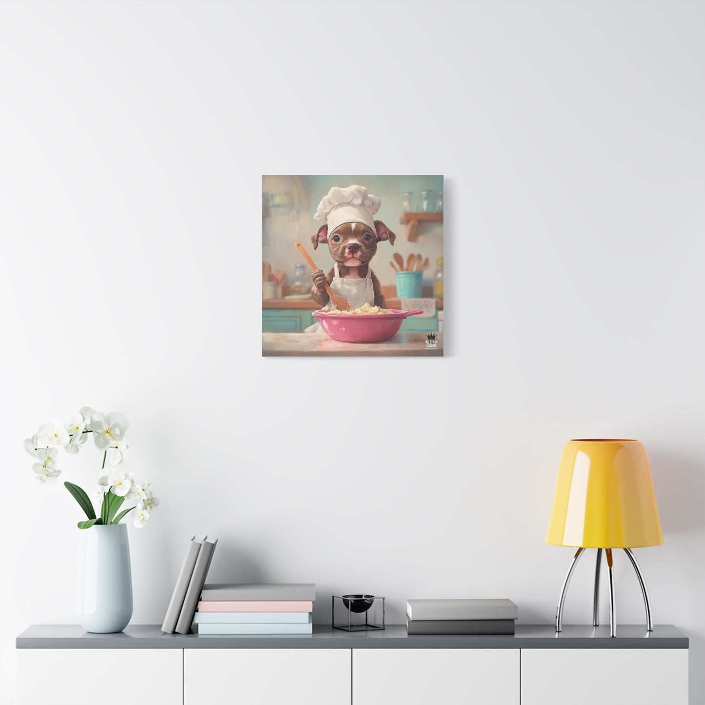 Pit Bull Terrier Puppy Chef Canvas Art