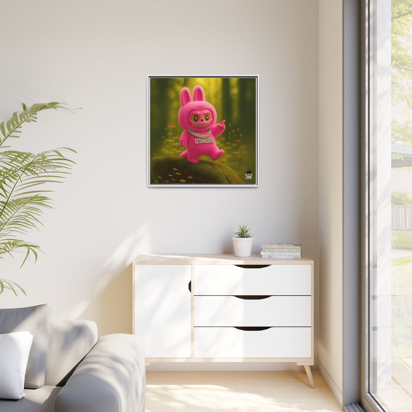 Plush Monster Pink- Canvas Art