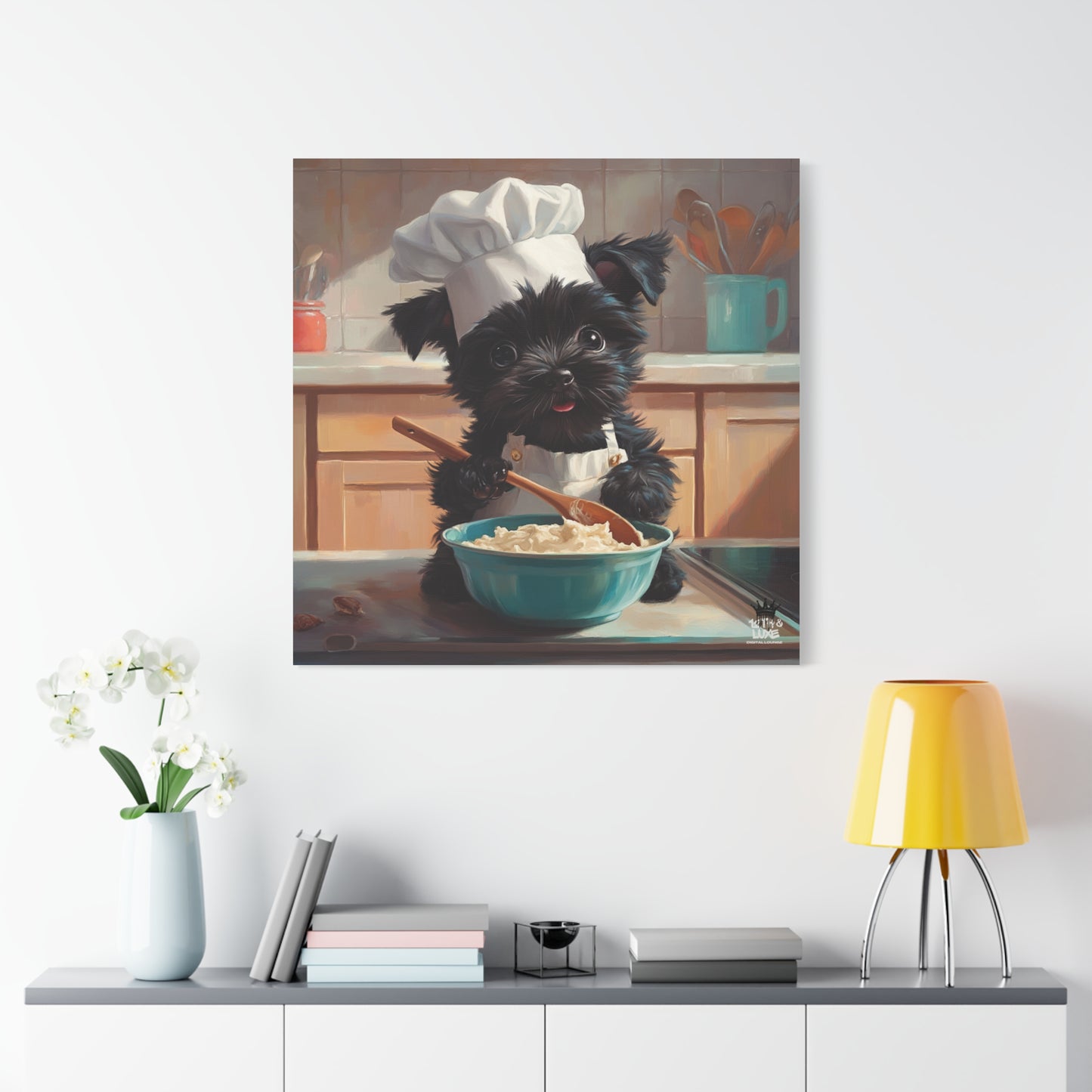 Russian Terrier Puppy Chef Canvas Art