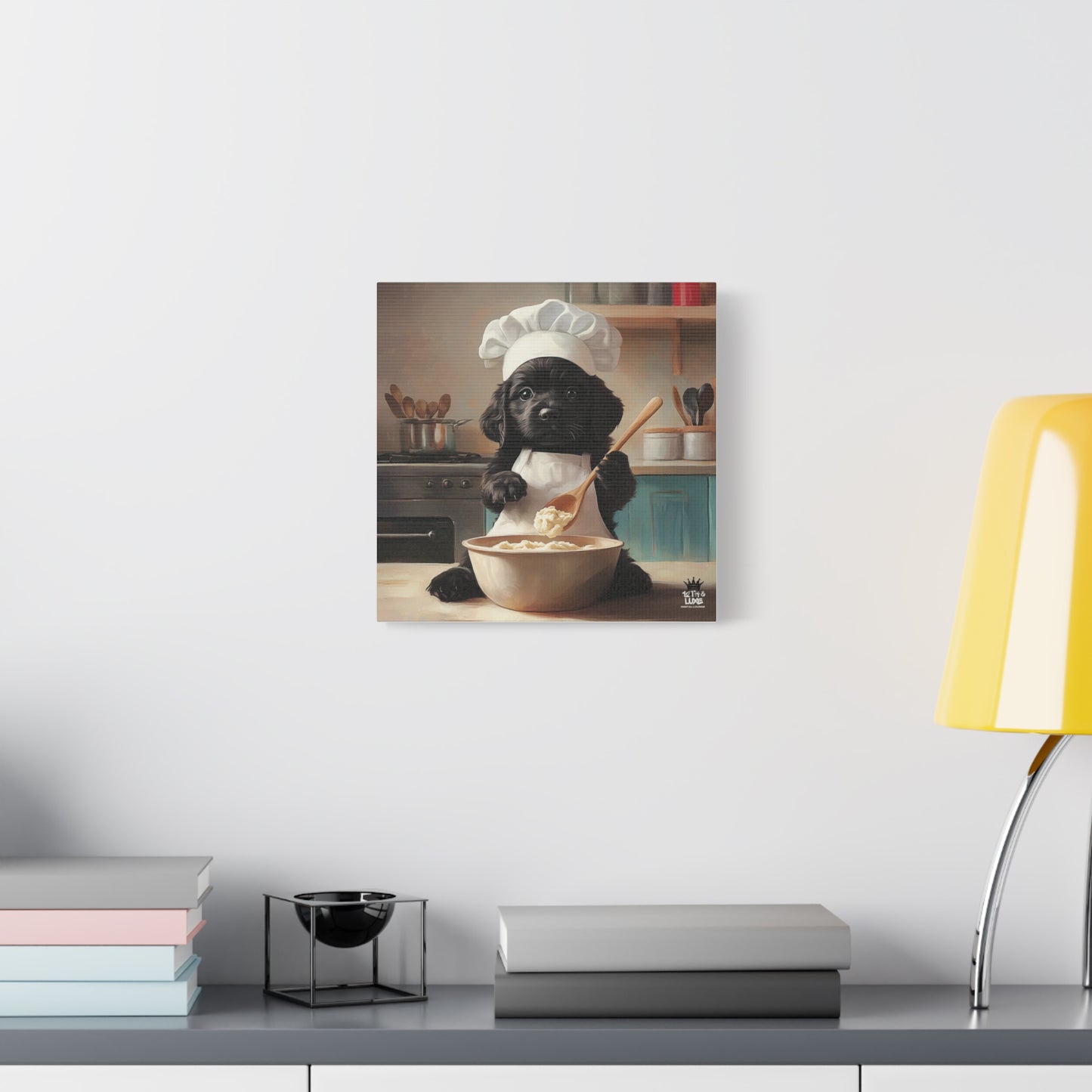Black Lab Puppy Chef Canvas Art