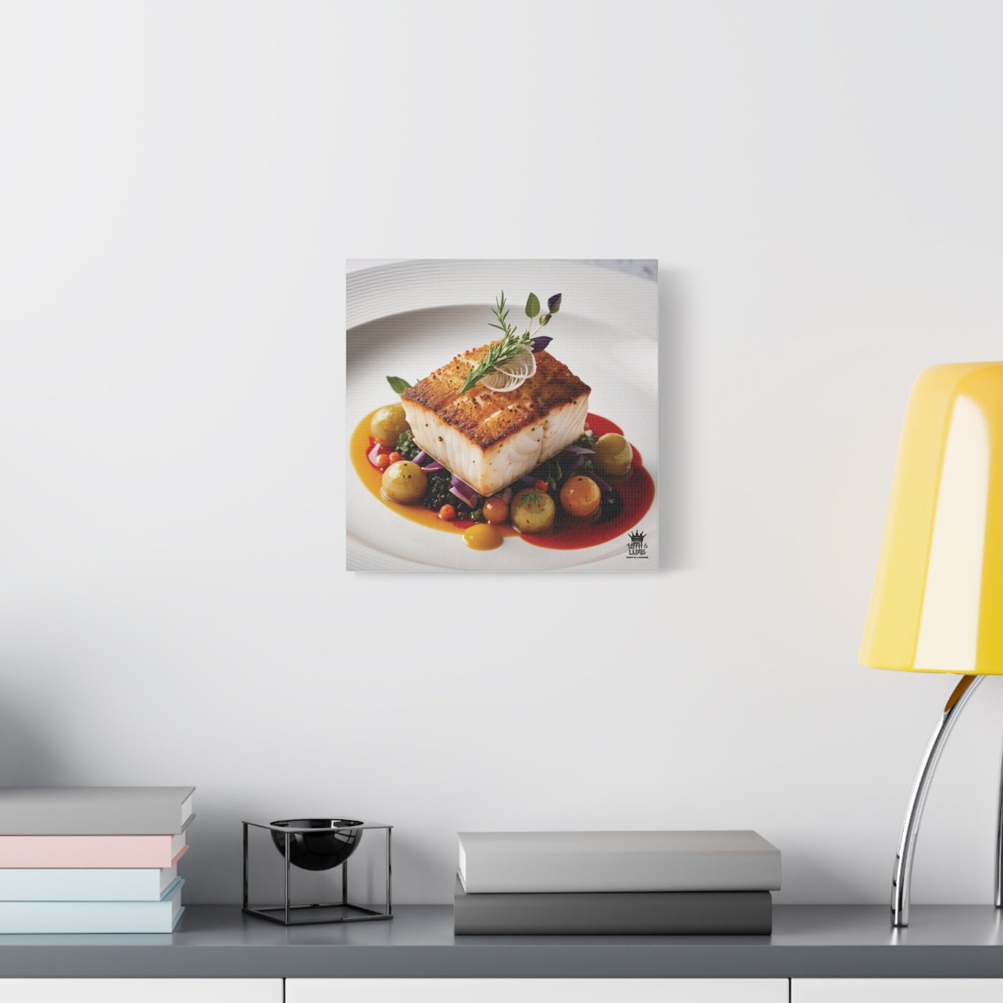 Gourmet Halibut Dish, Matte Canvas, Stretched, 1.25"