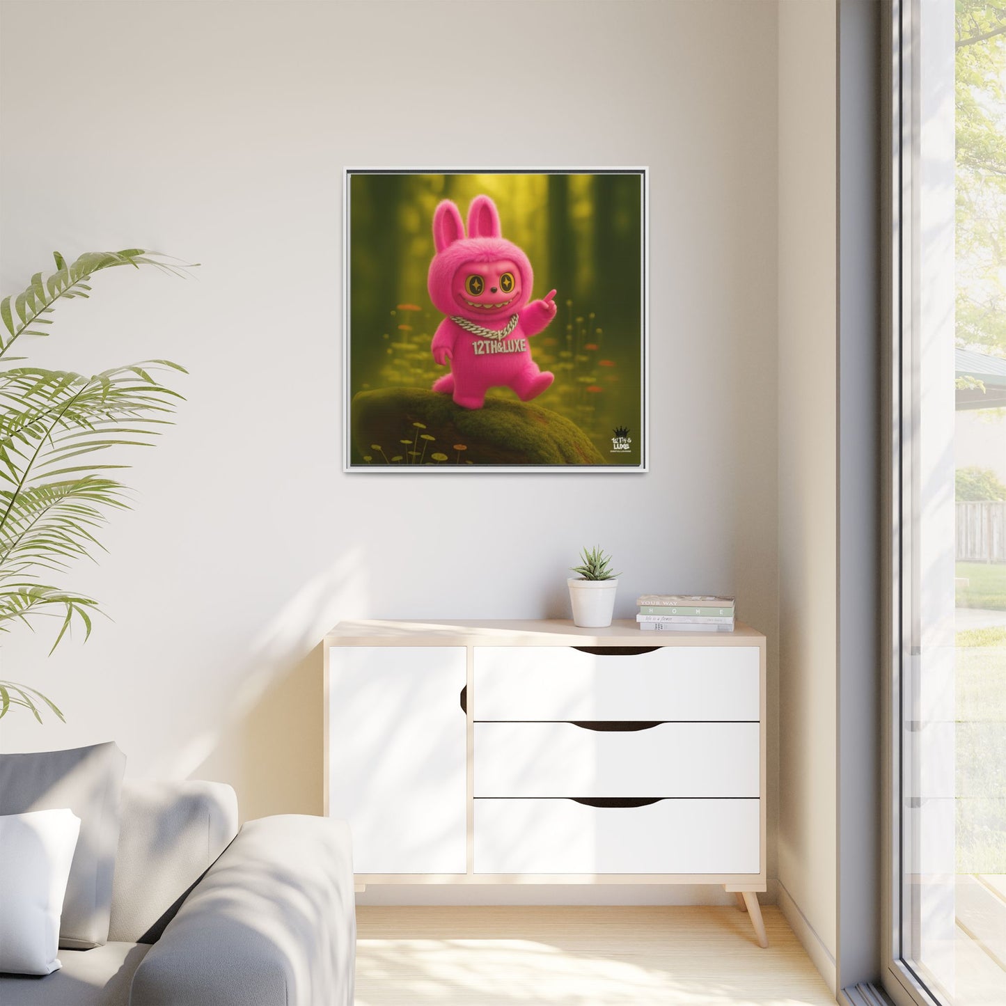 Plush Monster Pink- Canvas Art
