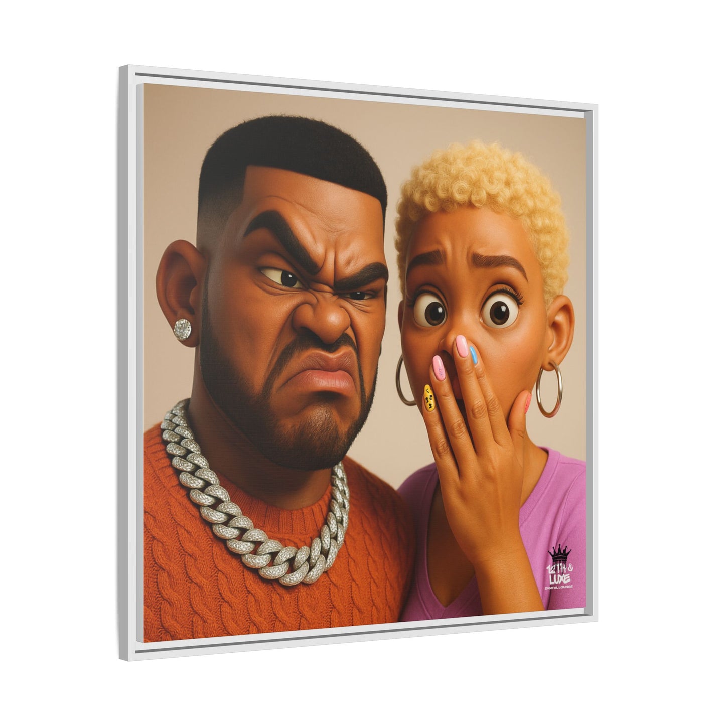 Funky Face Couple - Canvas Art