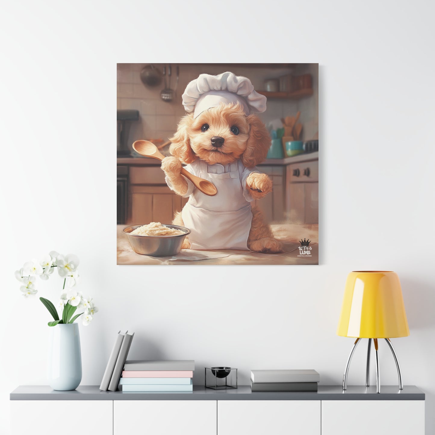 Goldendoodle Puppy Chef Canvas Art