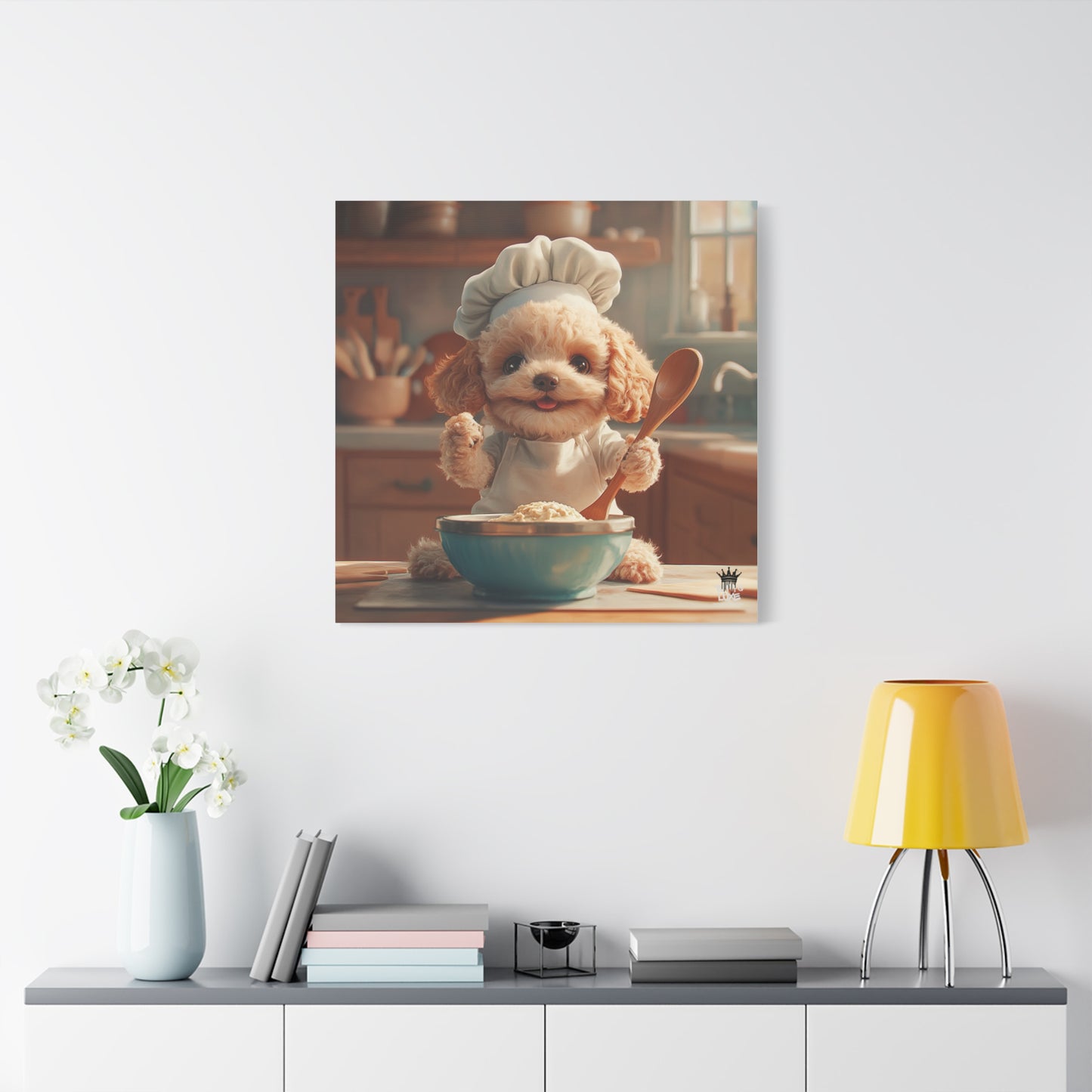 Poodle Puppy Chef Canvas Art