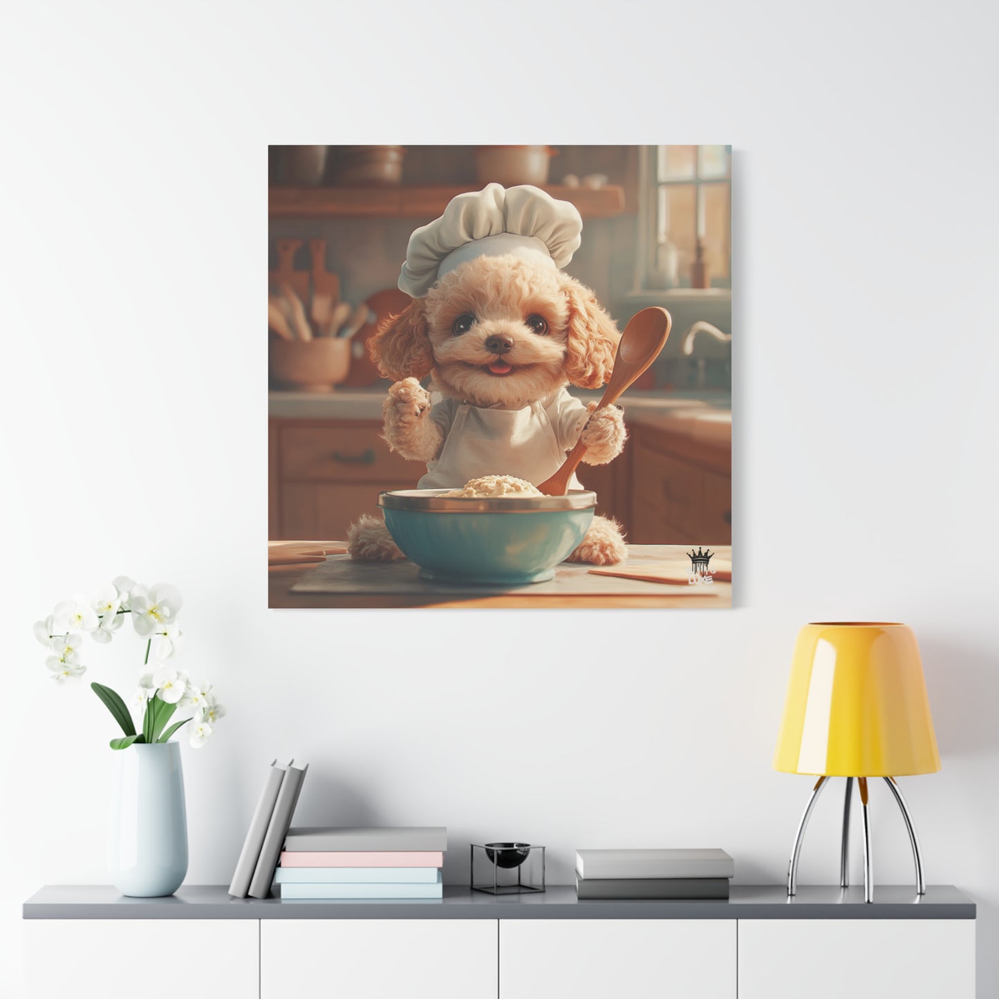 Poodle Puppy Chef Canvas Art