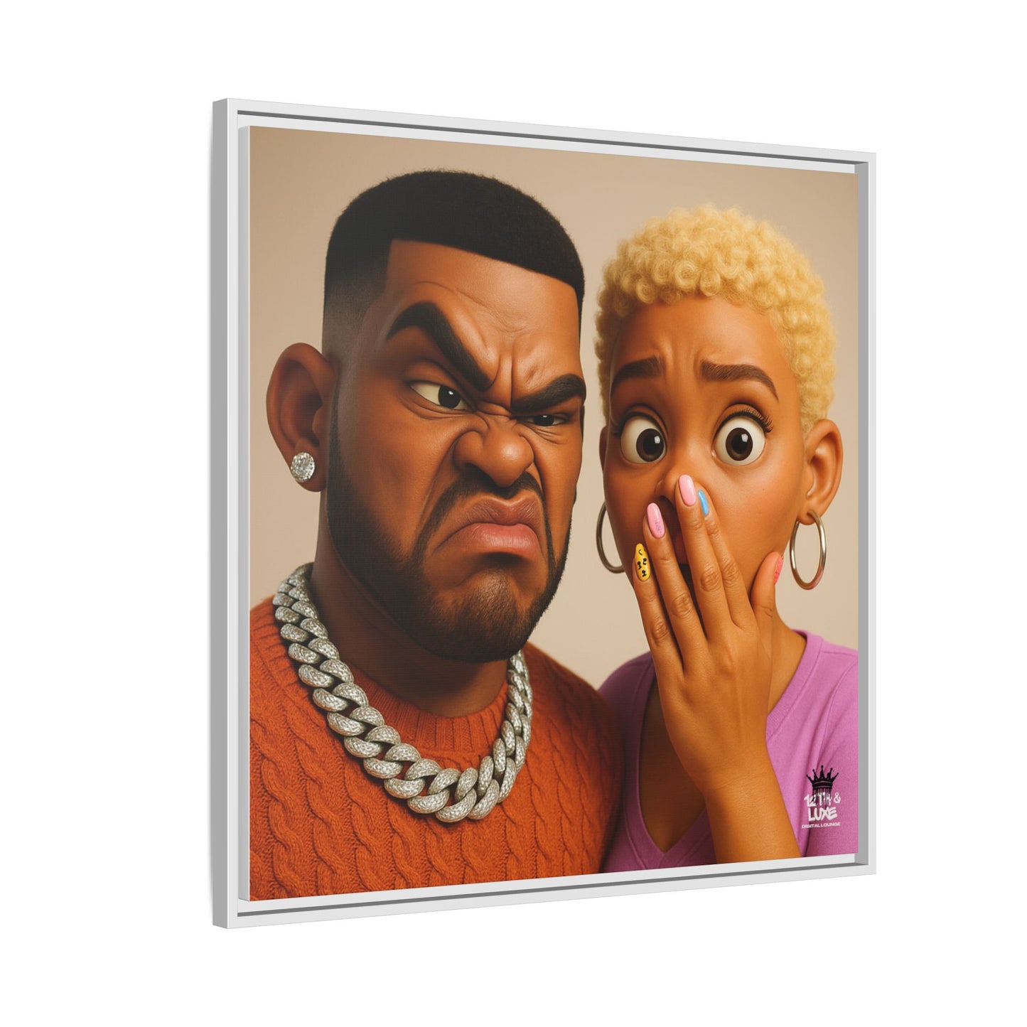 Funky Face Couple - Canvas Art
