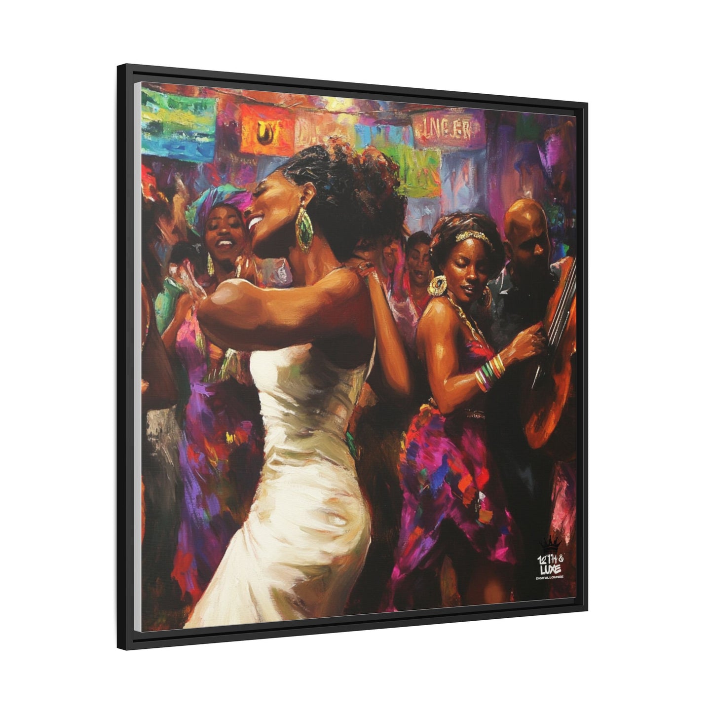 Inspired by the iconic artist Ernie Barnes, "Let's Party" - Canvas Art
