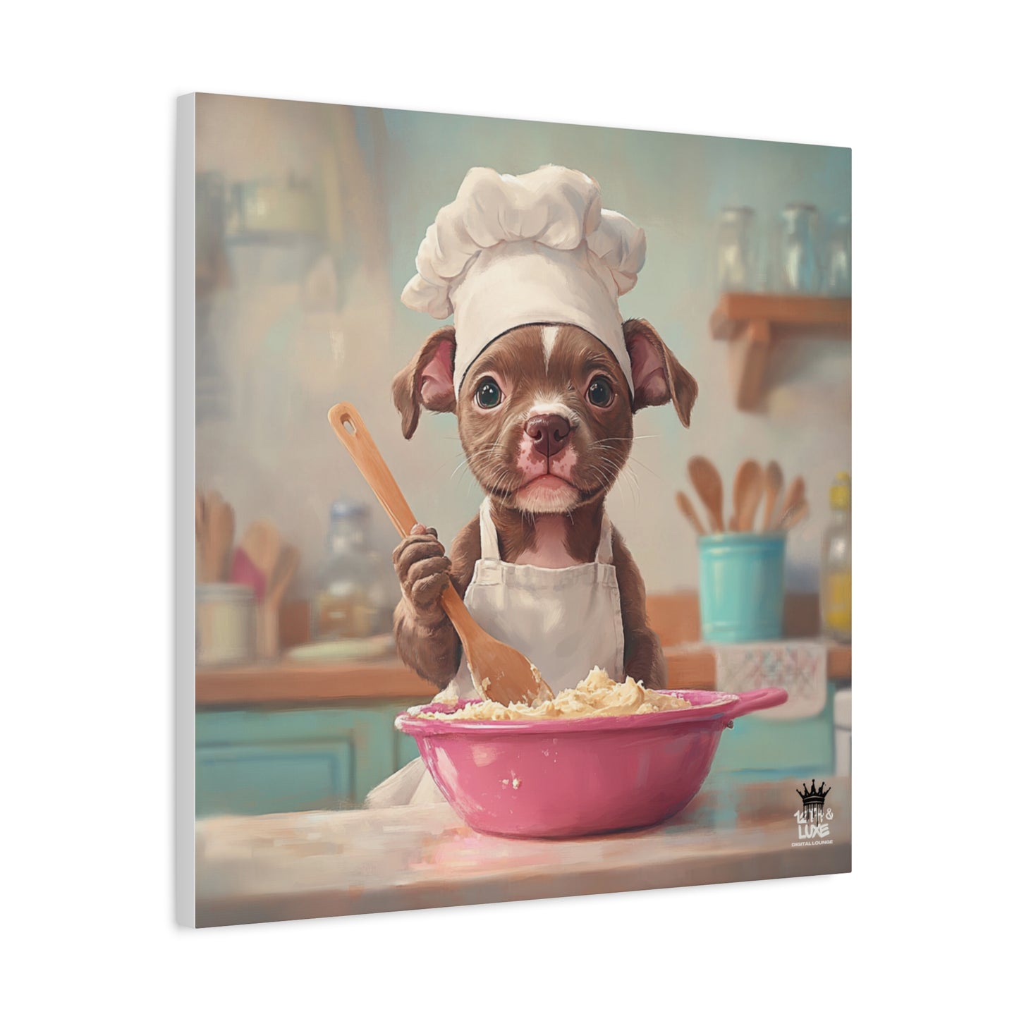 Pit Bull Terrier Puppy Chef Canvas Art
