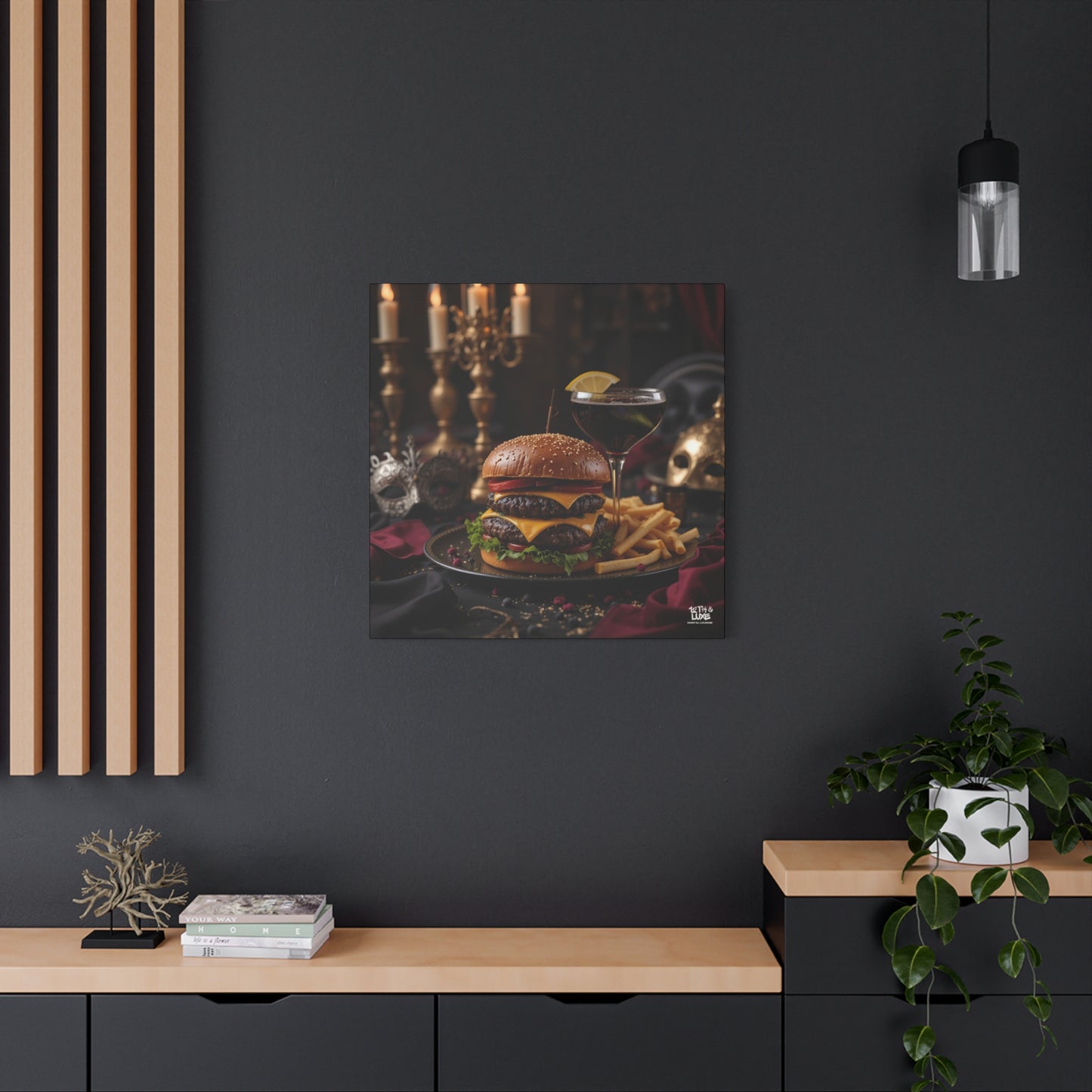 Cheese Burger with a side of French Fries, Matte Canvas, Stretched, 1.25"