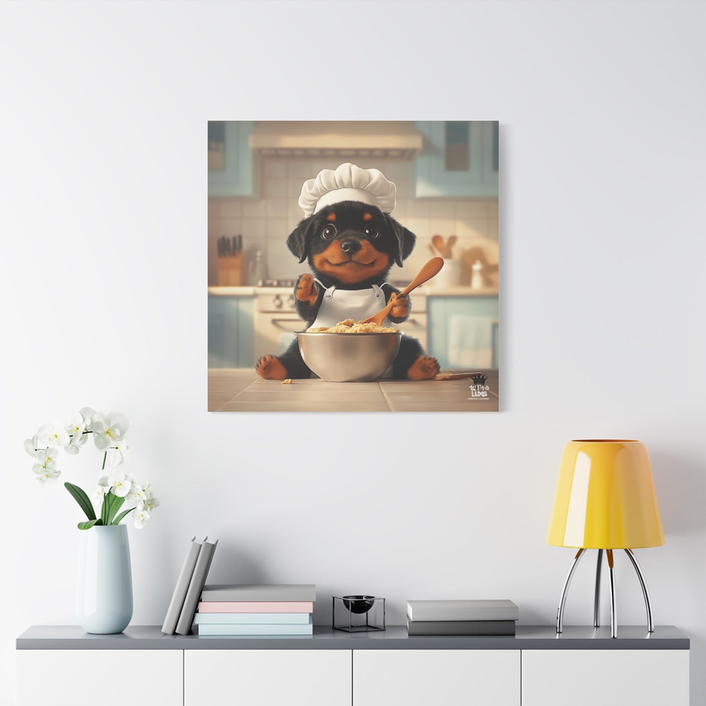 Rottweiler Puppy Chef Canvas Art