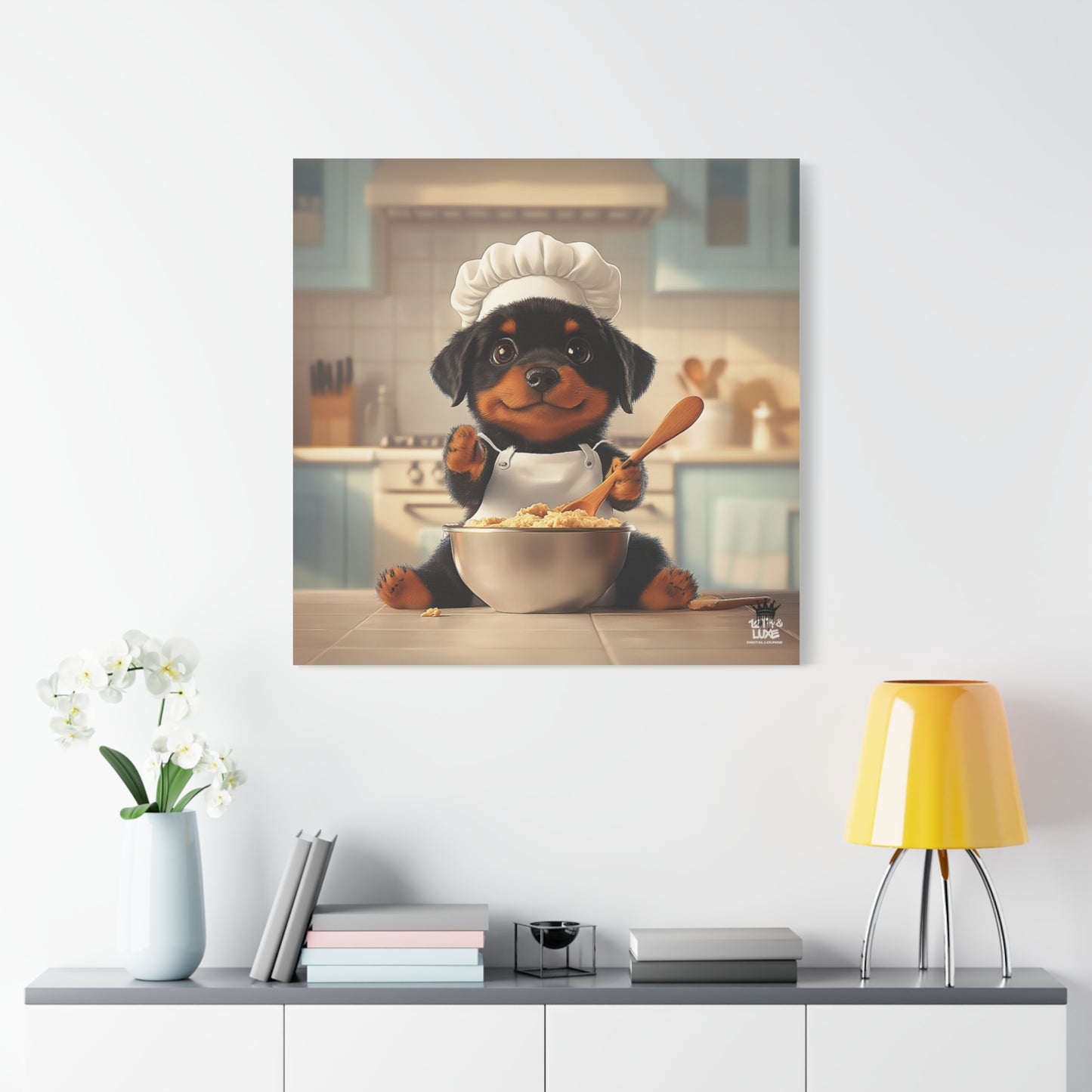 Rottweiler Puppy Chef Canvas Art