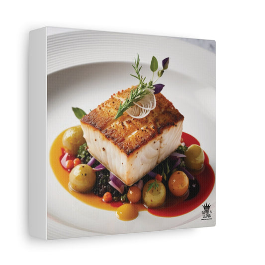 Gourmet Halibut Dish, Matte Canvas, Stretched, 1.25"