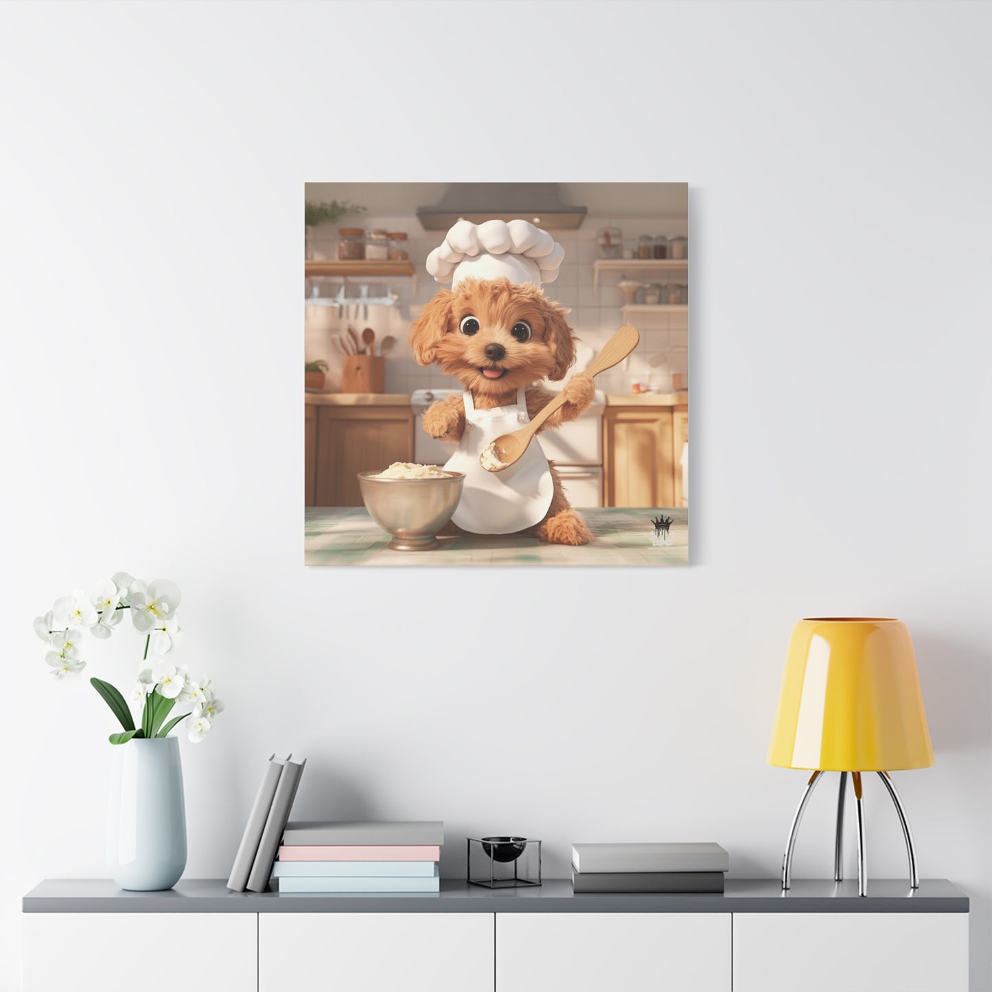 Adorable Chef Puppy Canvas Print - Cute Dog Art for Home Decor