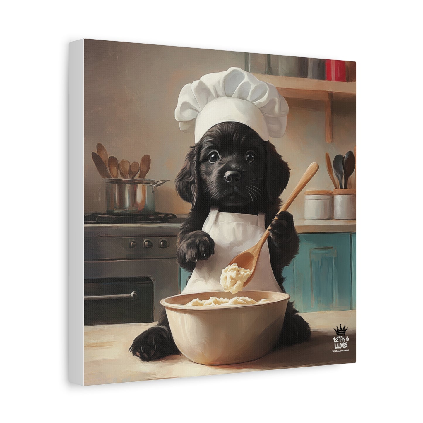 Black Lab Puppy Chef Canvas Art