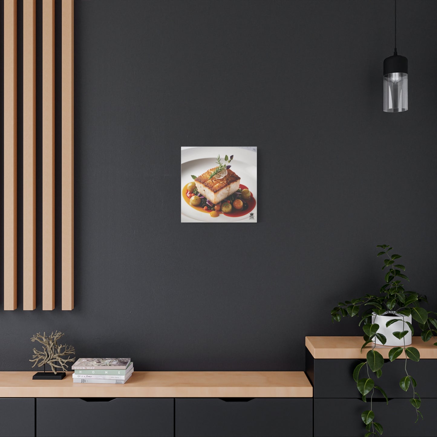 Gourmet Halibut Dish, Matte Canvas, Stretched, 1.25"