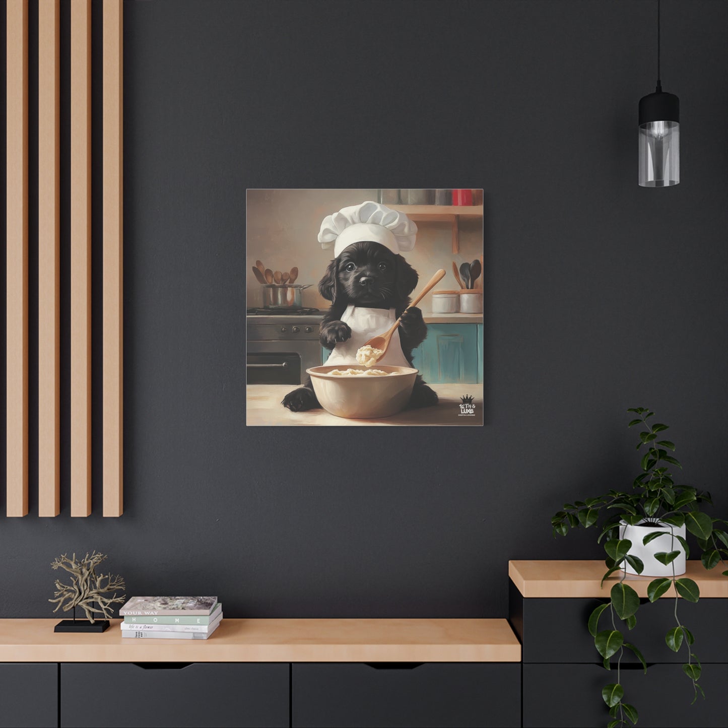 Black Lab Puppy Chef Canvas Art
