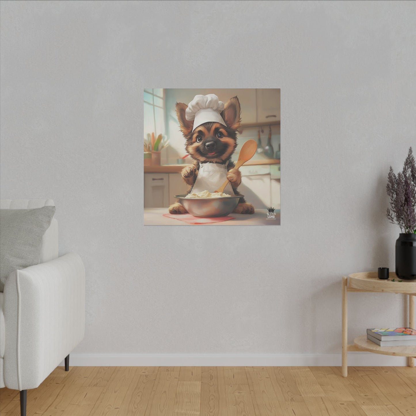 German Shepherd Puppy Chef Canvas Art