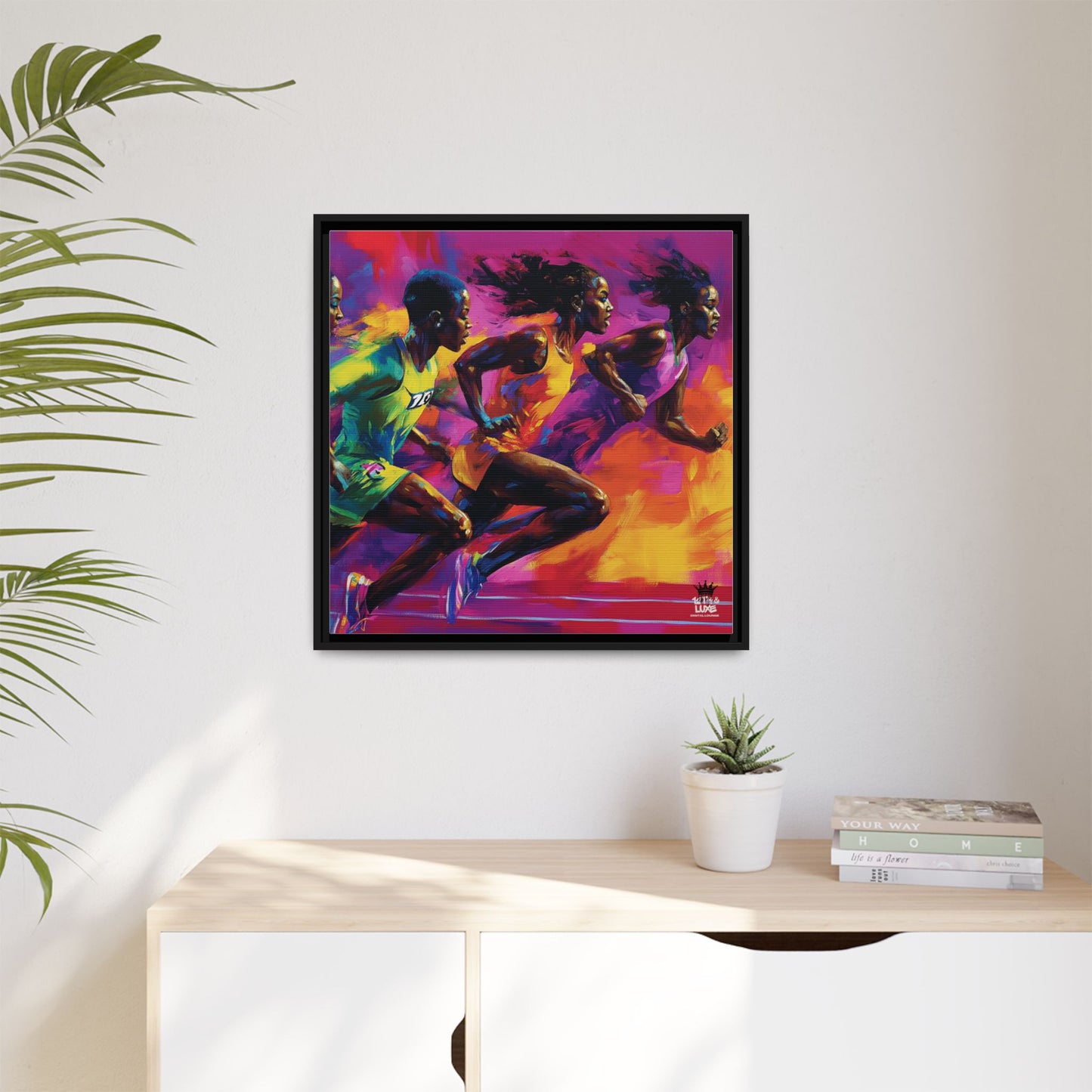 Inspired by the iconic artist Ernie Barnes, "Runners" - Canvas Art