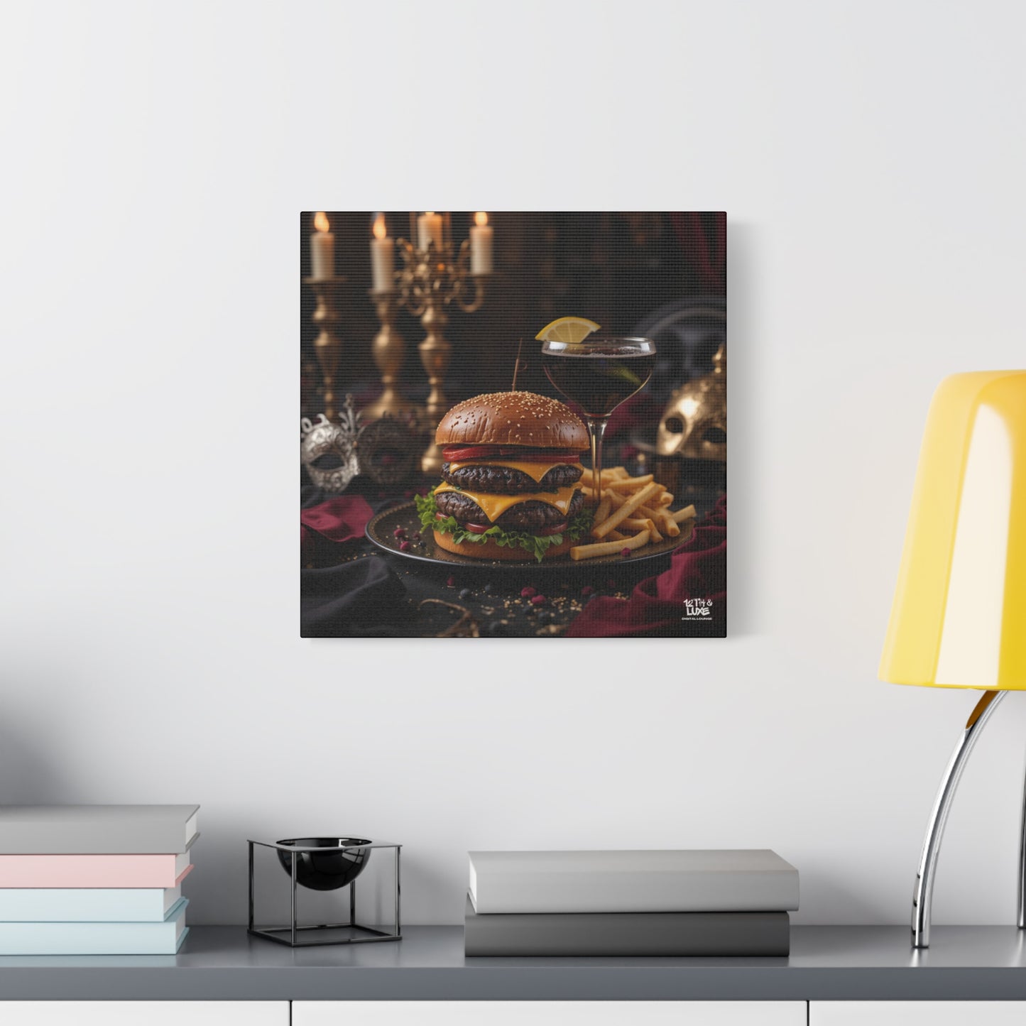Cheese Burger with a side of French Fries, Matte Canvas, Stretched, 1.25"