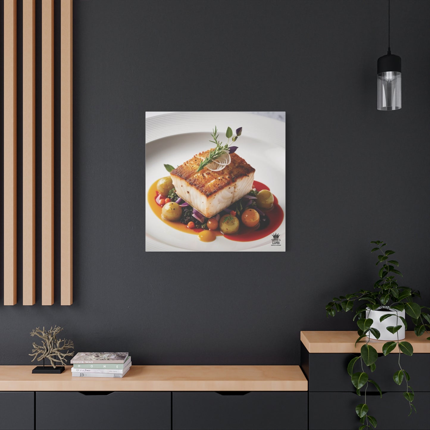 Gourmet Halibut Dish, Matte Canvas, Stretched, 1.25"