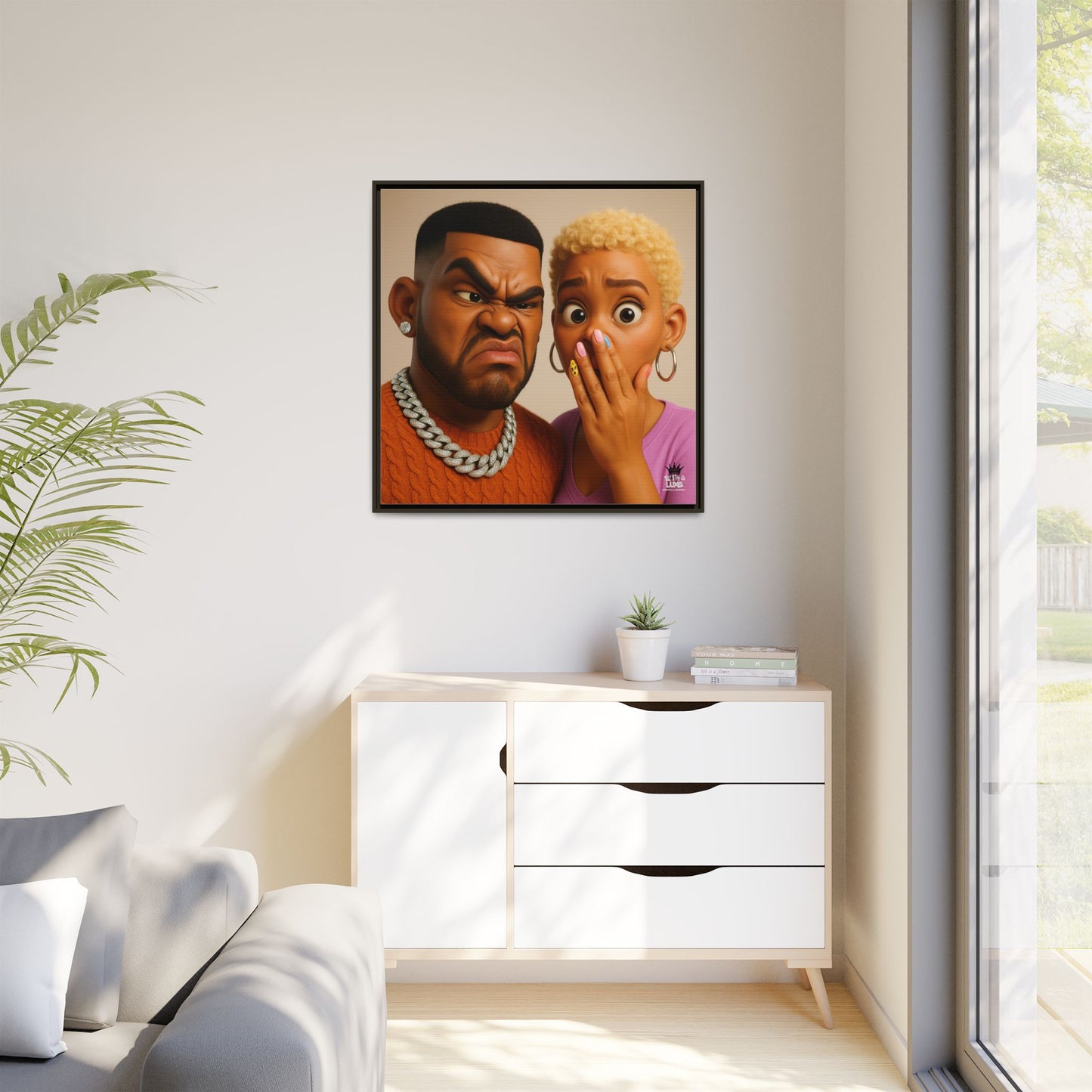 Funky Face Couple - Canvas Art