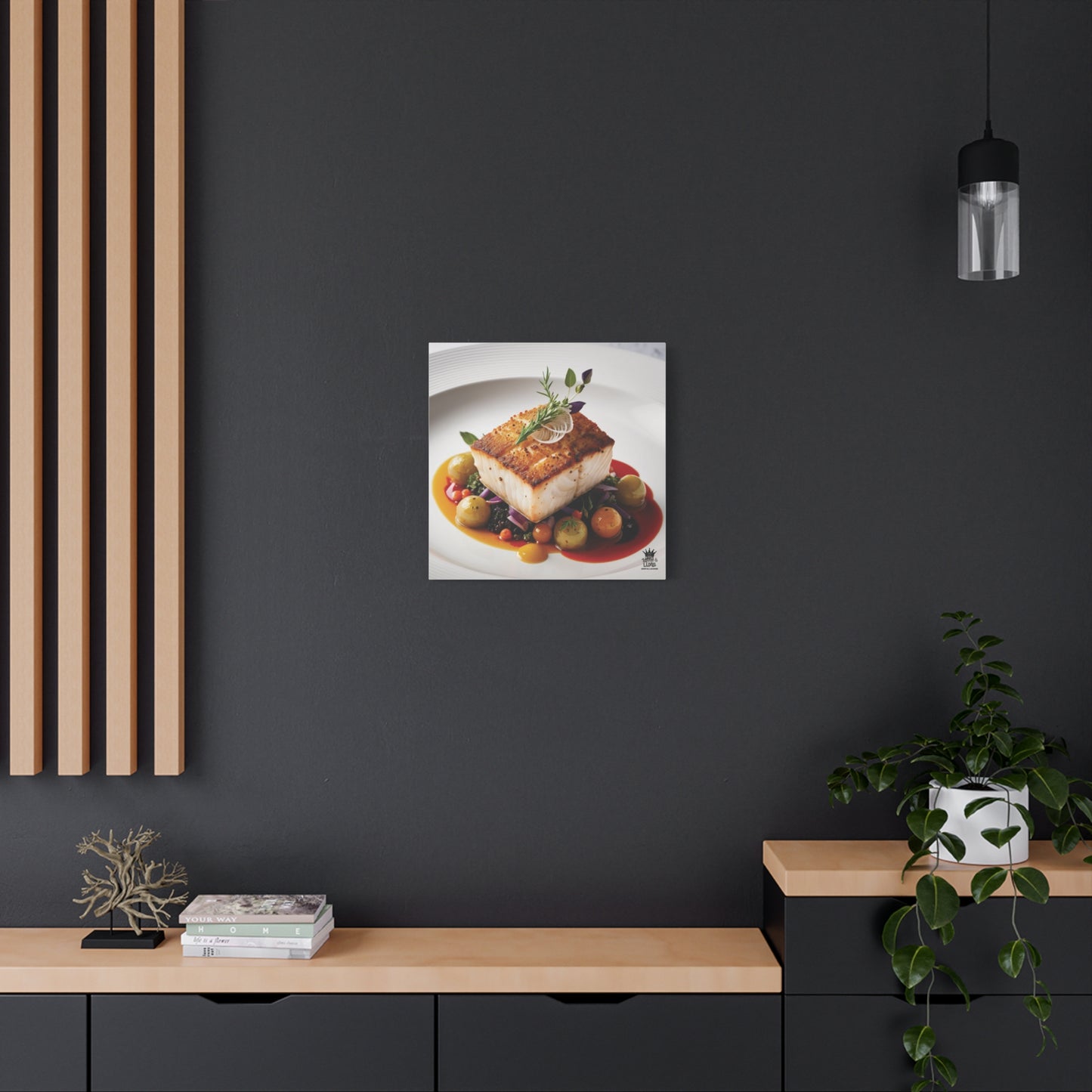 Gourmet Halibut Dish, Matte Canvas, Stretched, 1.25"