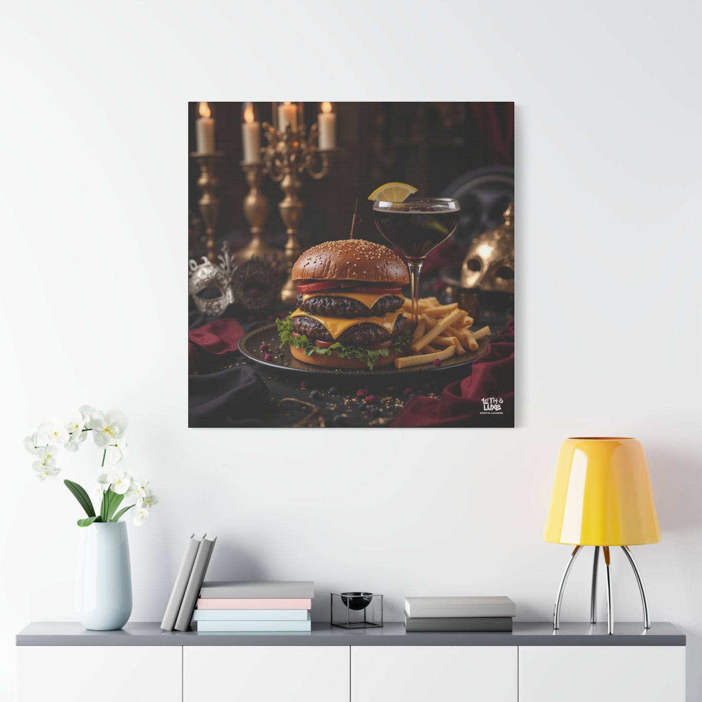 Cheese Burger with a side of French Fries, Matte Canvas, Stretched, 1.25"