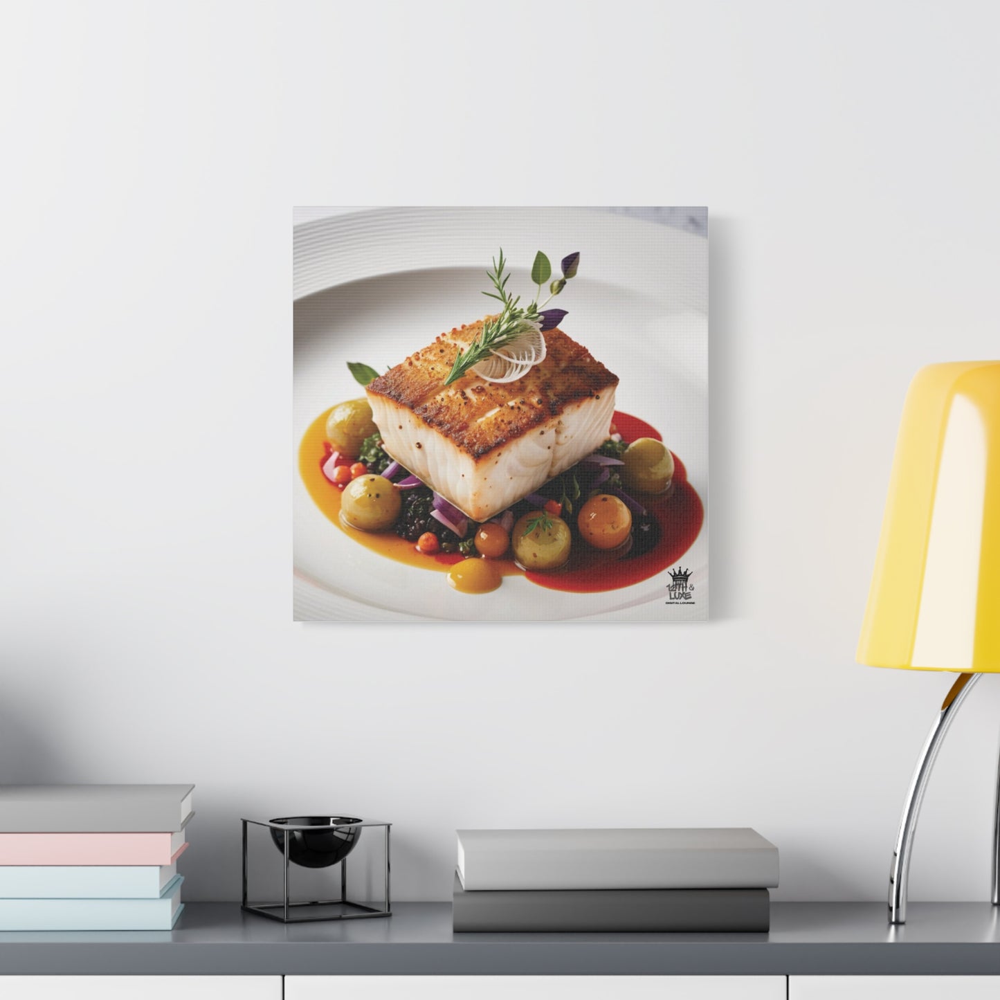 Gourmet Halibut Dish, Matte Canvas, Stretched, 1.25"