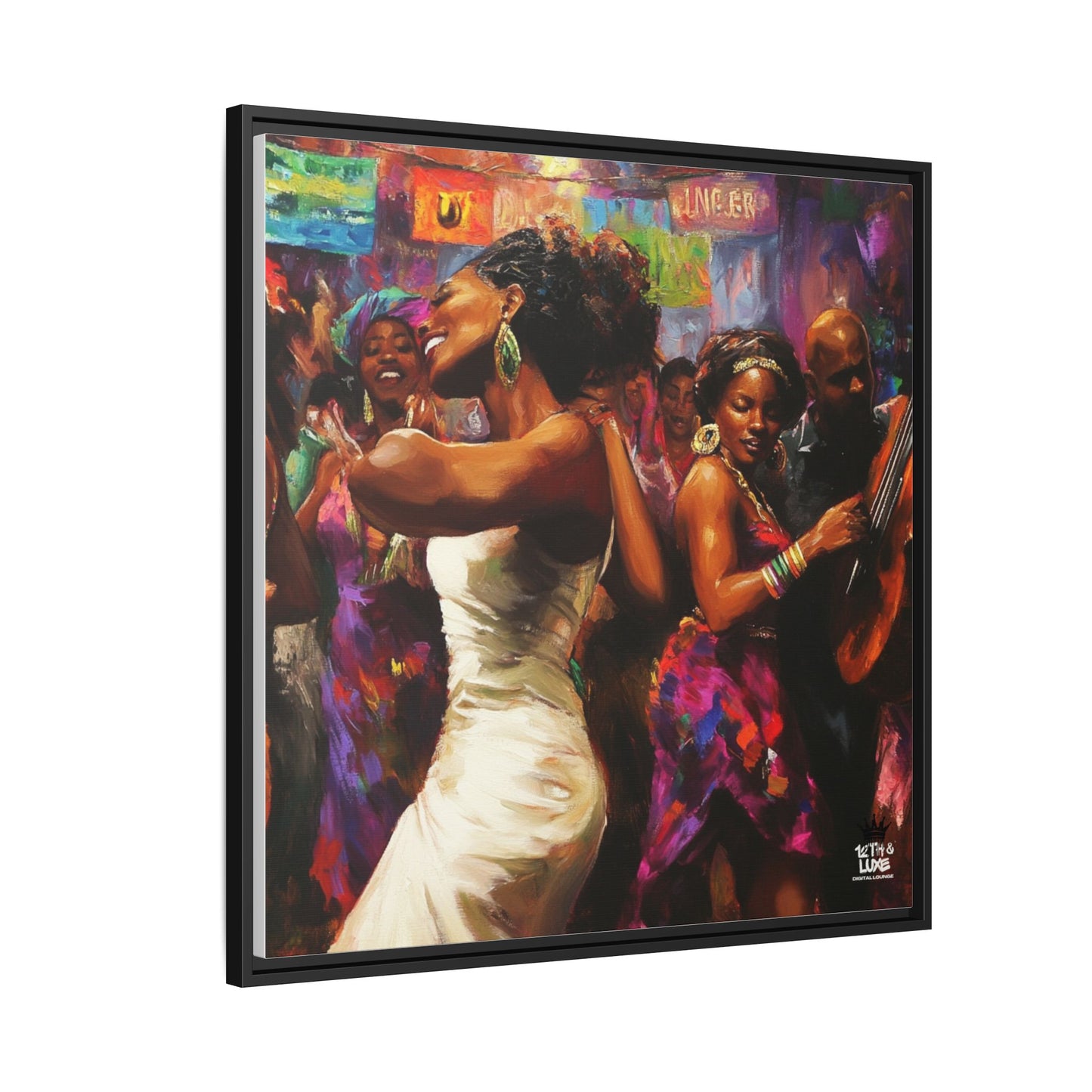 Inspired by the iconic artist Ernie Barnes, "Let's Party" - Canvas Art