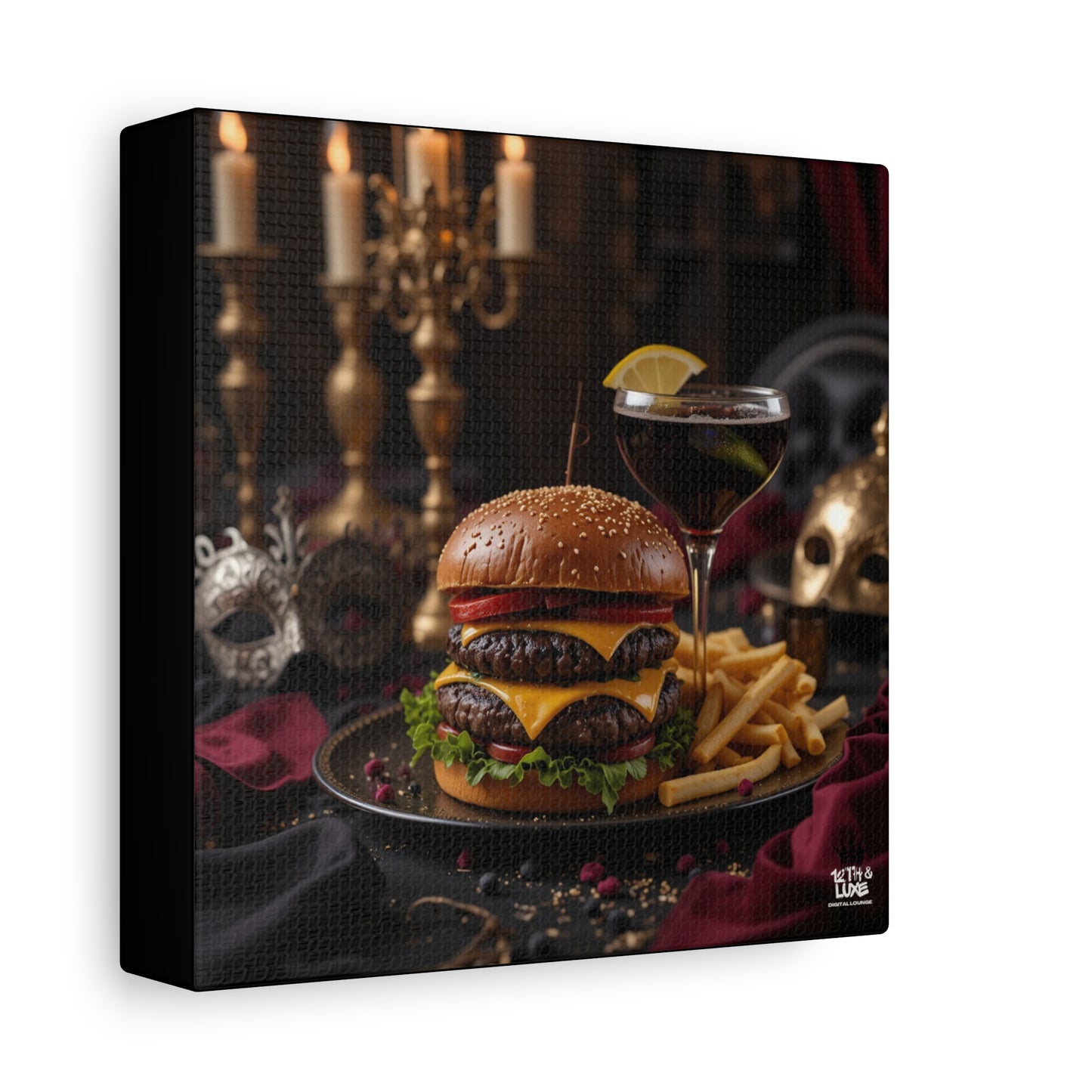 Cheese Burger with a side of French Fries, Matte Canvas, Stretched, 1.25"