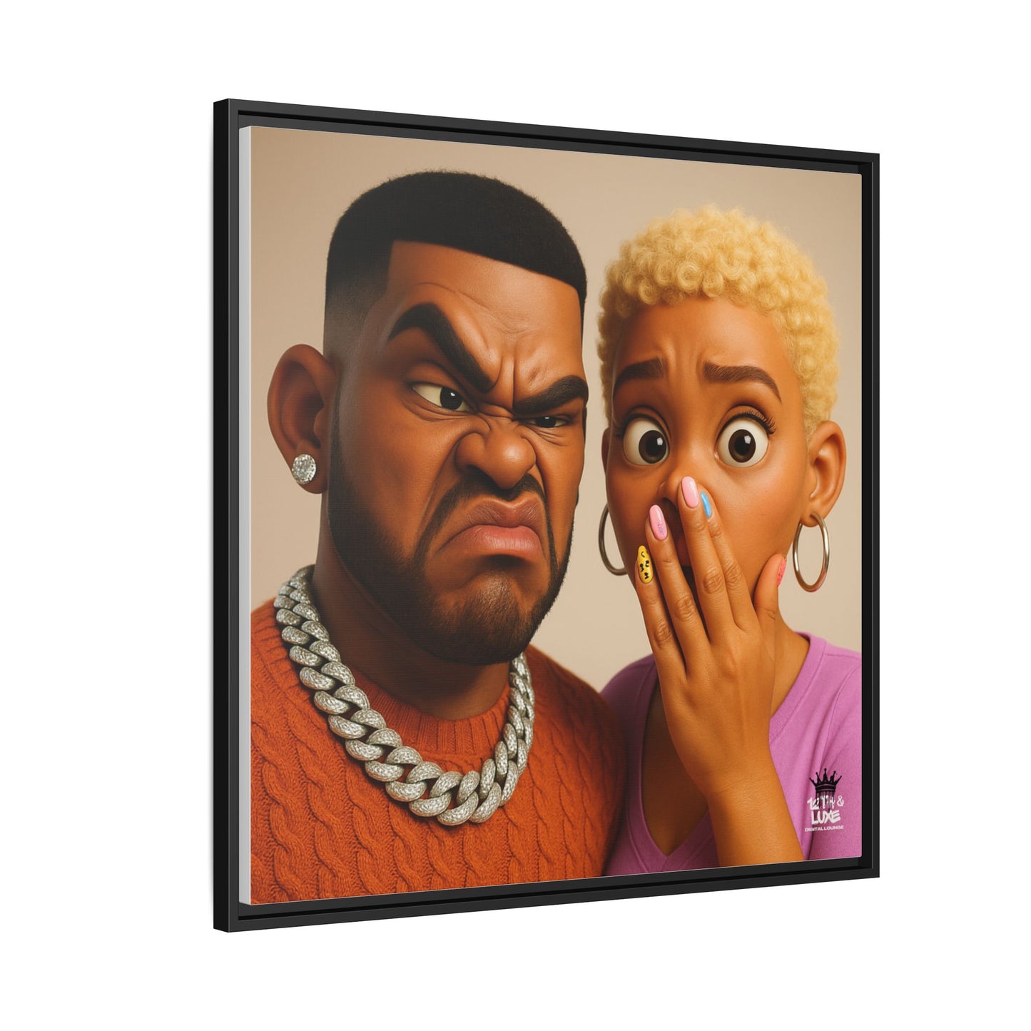 Funky Face Couple - Canvas Art