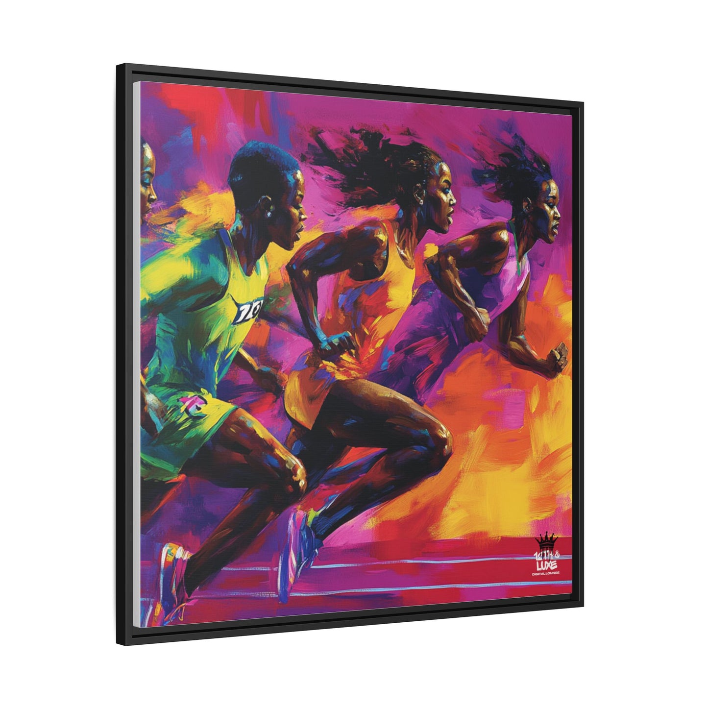 Inspired by the iconic artist Ernie Barnes, "Runners" - Canvas Art