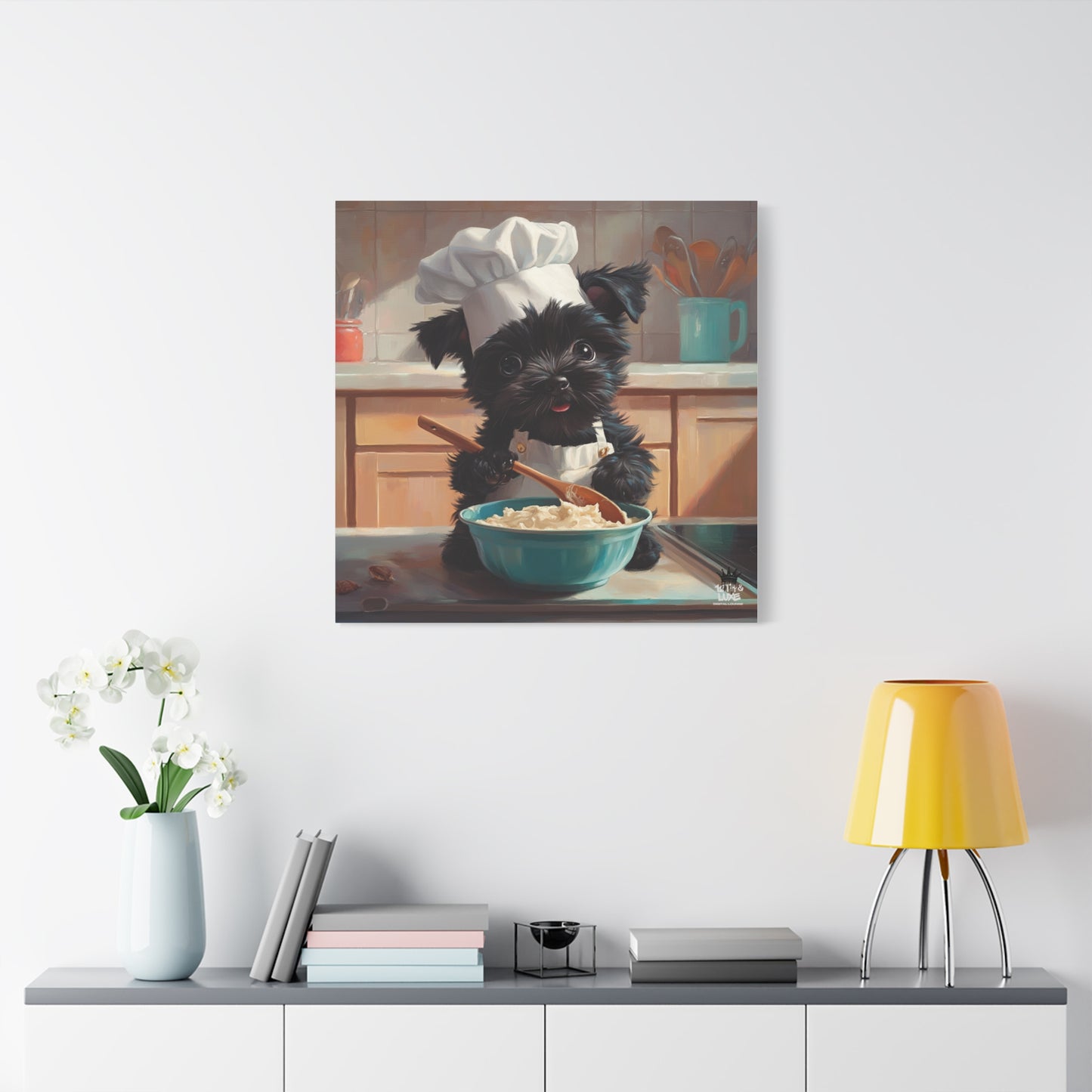 Russian Terrier Puppy Chef Canvas Art