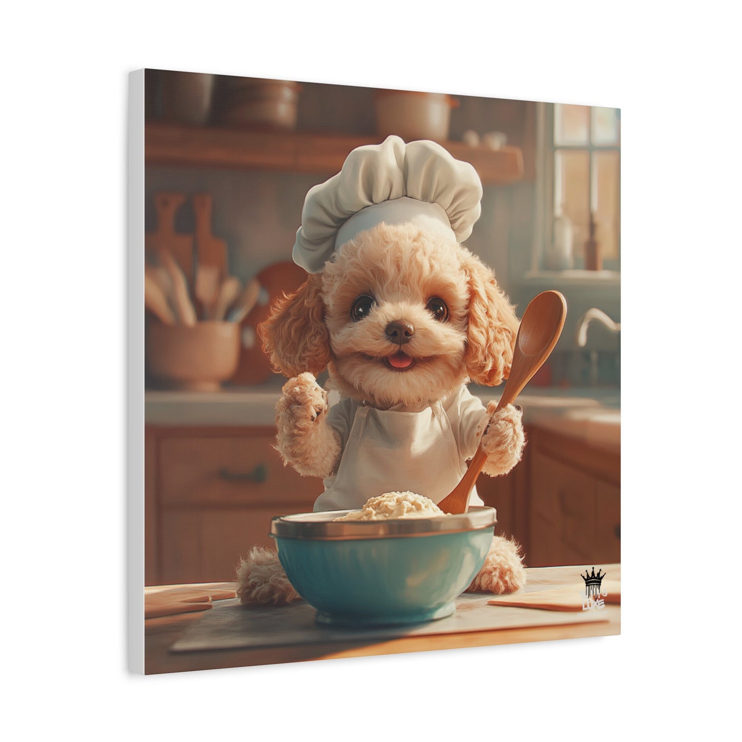 Poodle Puppy Chef Canvas Art