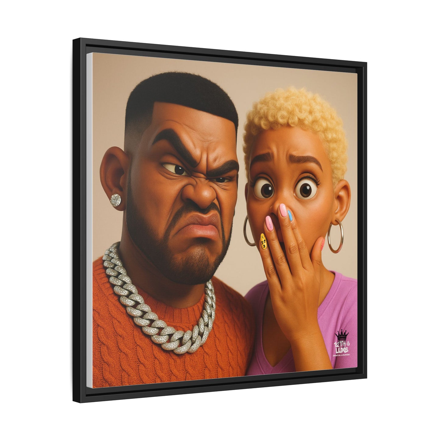 Funky Face Couple - Canvas Art