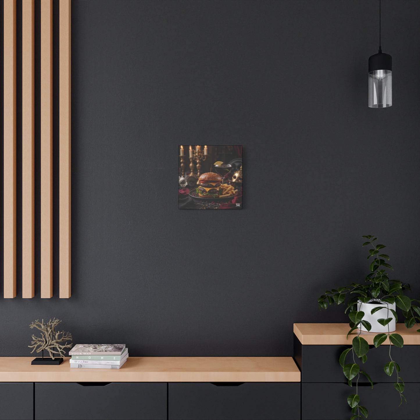 Cheese Burger with a side of French Fries, Matte Canvas, Stretched, 1.25"