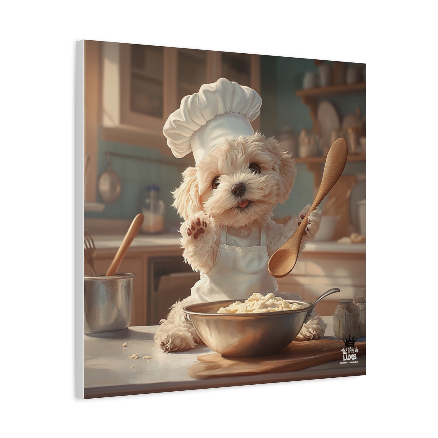 Maltipoo Puppy Chef Canvas Art
