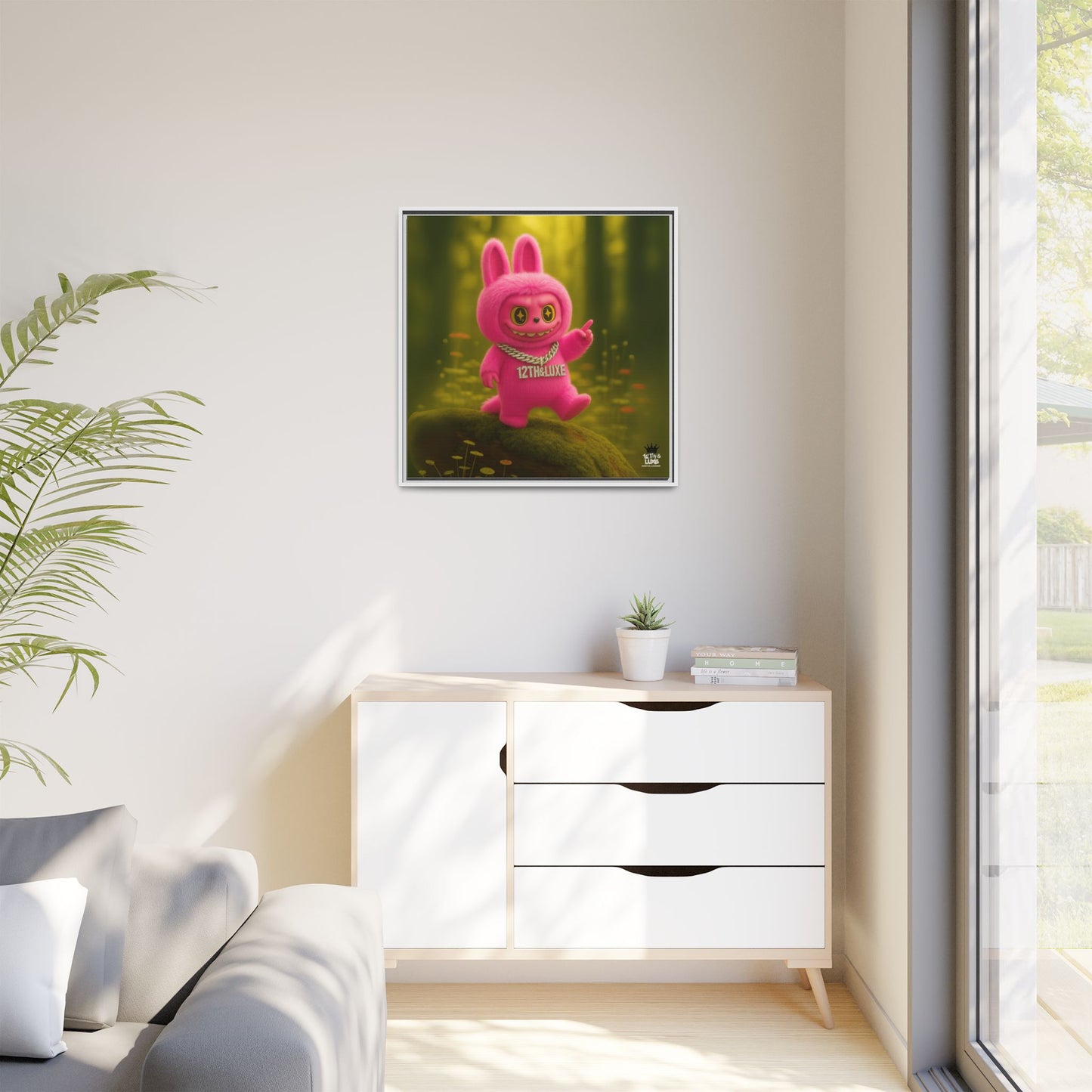 Plush Monster Pink- Canvas Art