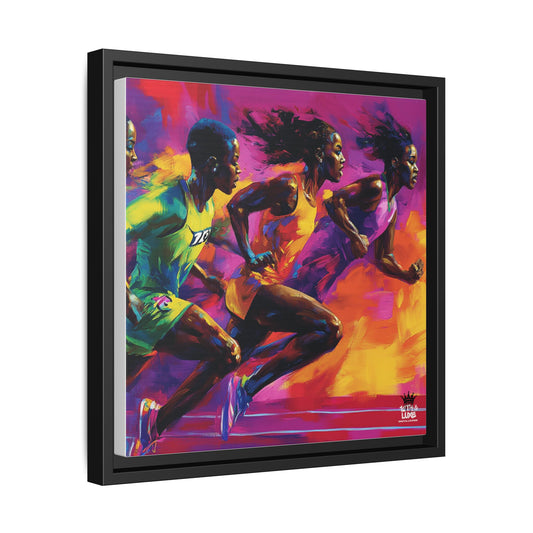 Inspired by the iconic artist Ernie Barnes, "Runners" - Canvas Art