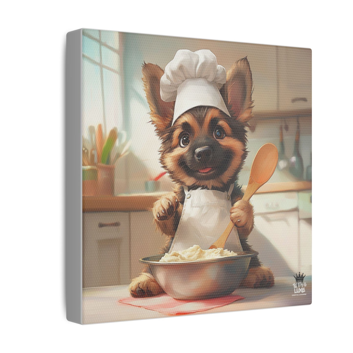 German Shepherd Puppy Chef Canvas Art