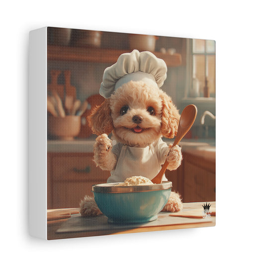 Poodle Puppy Chef Canvas Art