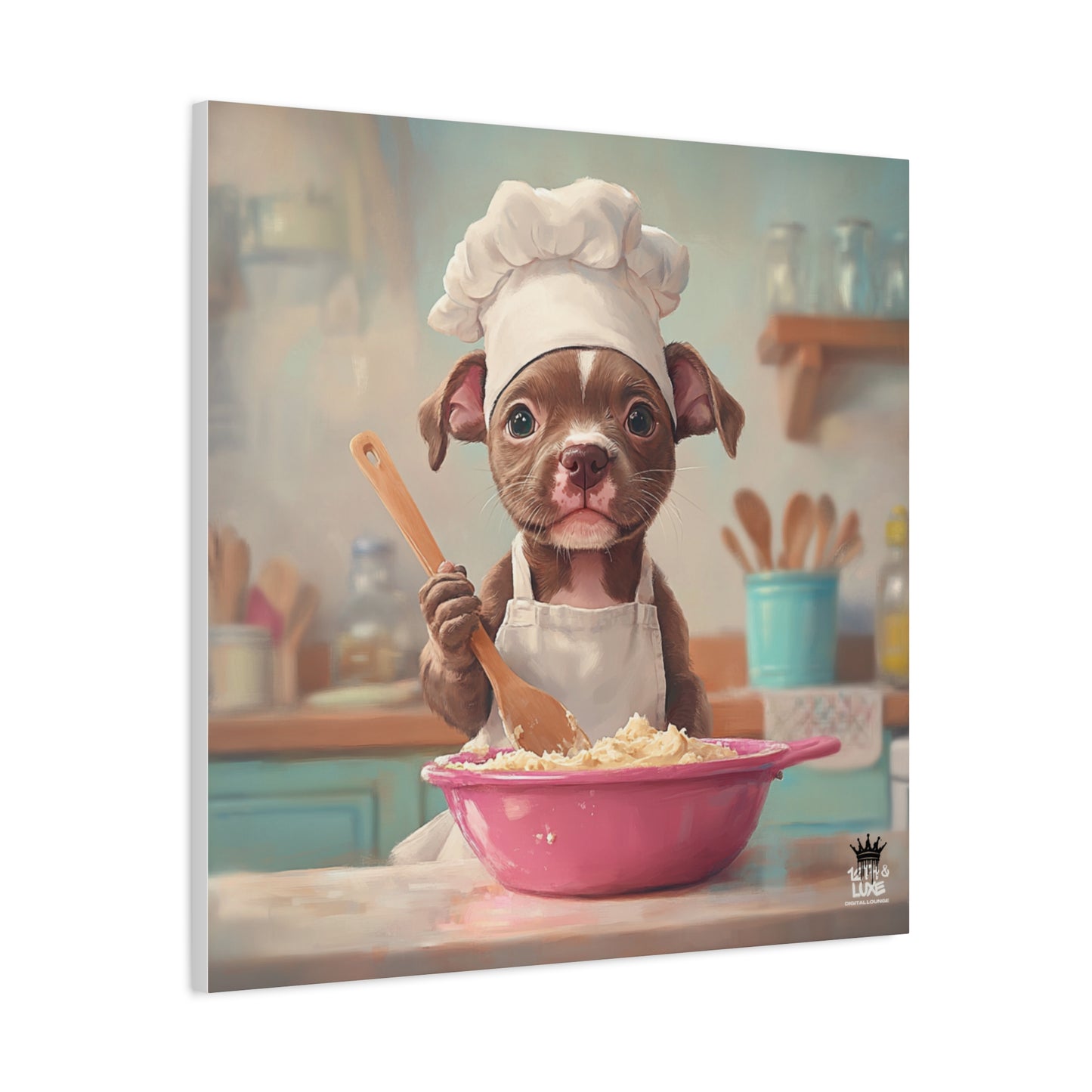 Pit Bull Terrier Puppy Chef Canvas Art