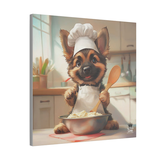 German Shepherd Puppy Chef Canvas Art