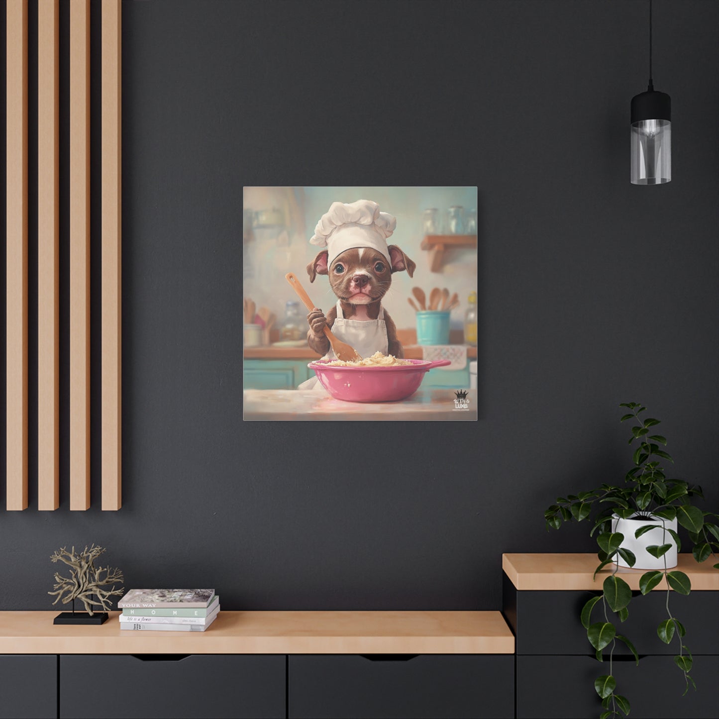 Pit Bull Terrier Puppy Chef Canvas Art